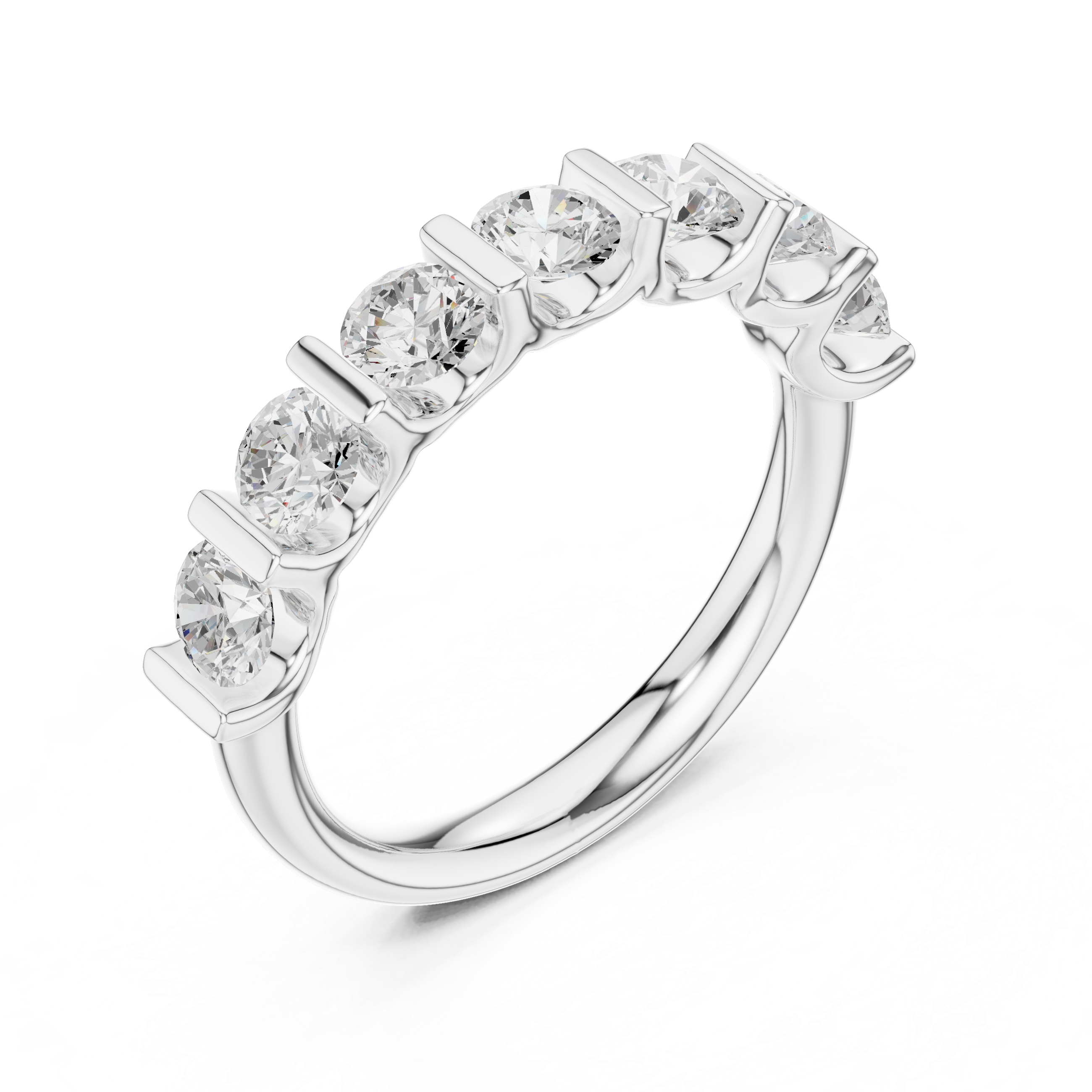 Seven Stone Round Diamond Wedding Band