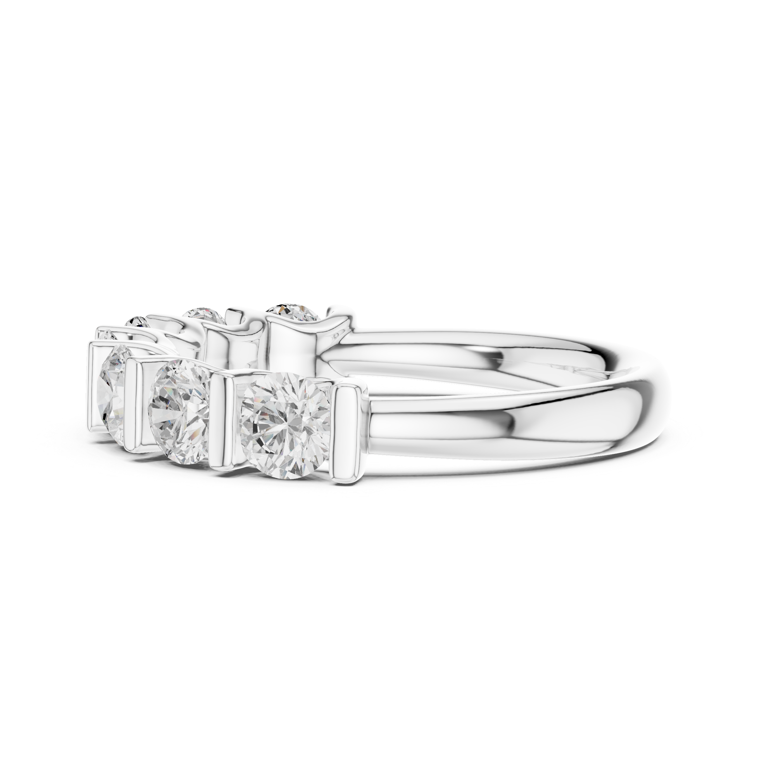Seven Stone Round Diamond Wedding Band