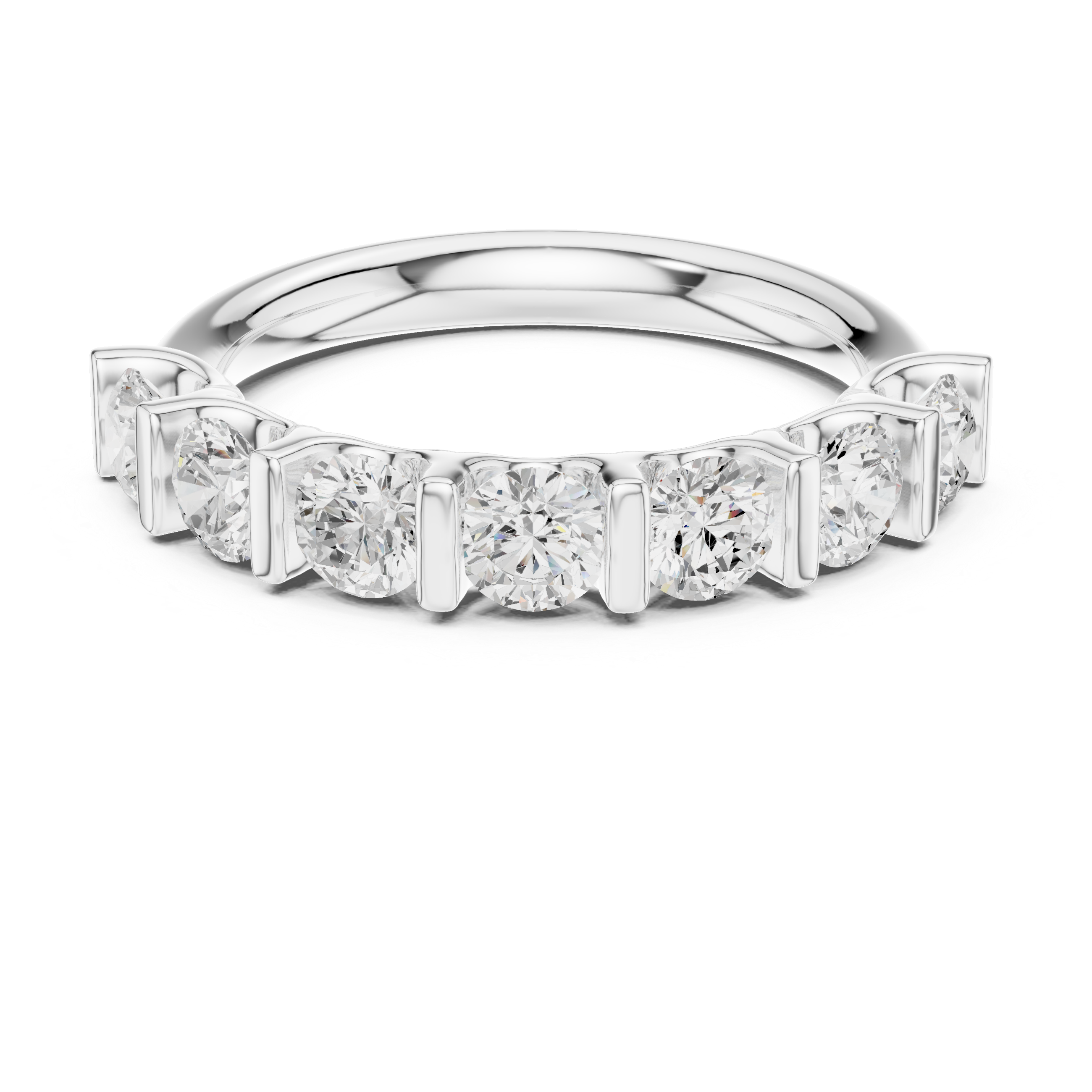 Seven Stone Round Diamond Wedding Band