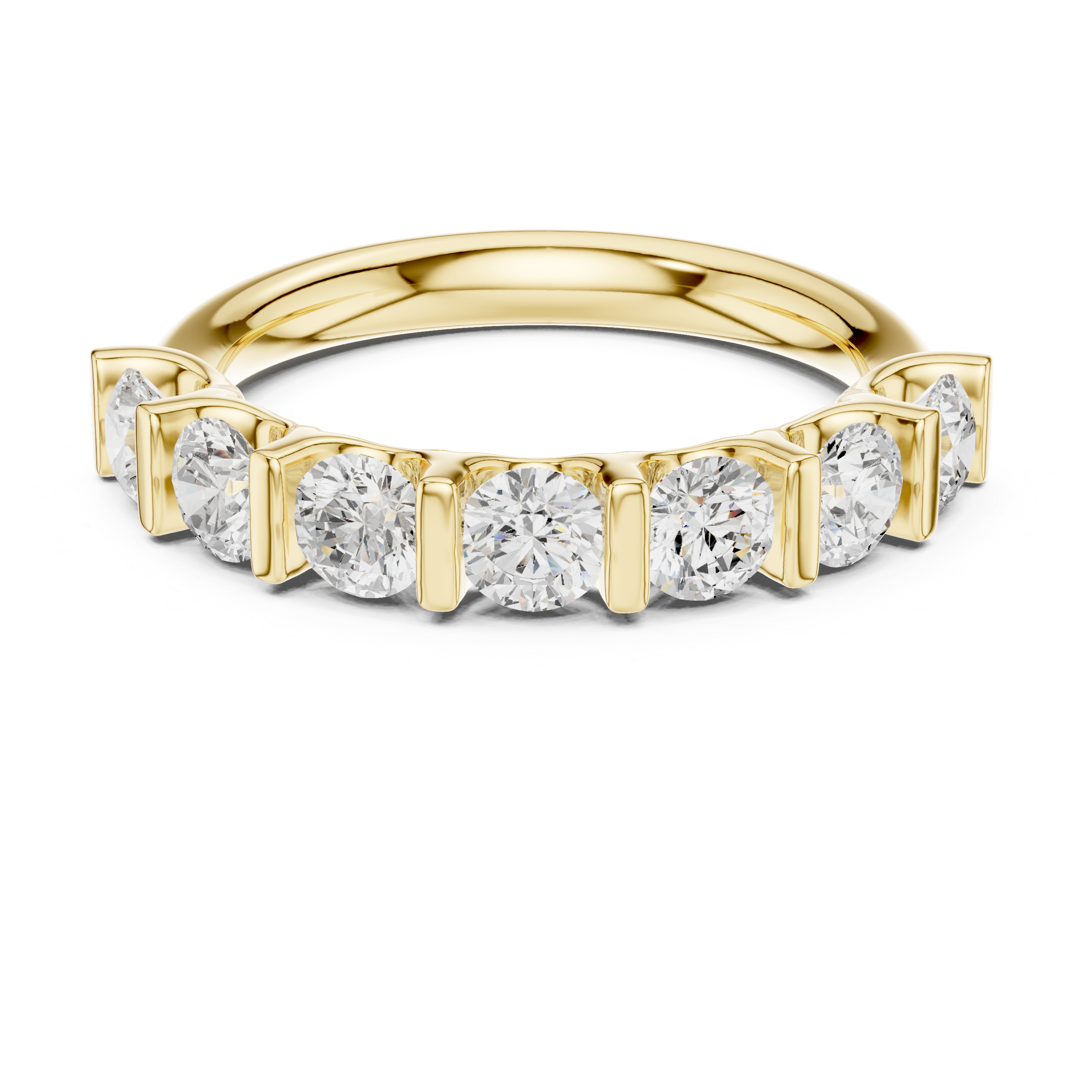 Seven Stone Round Diamond Wedding Band