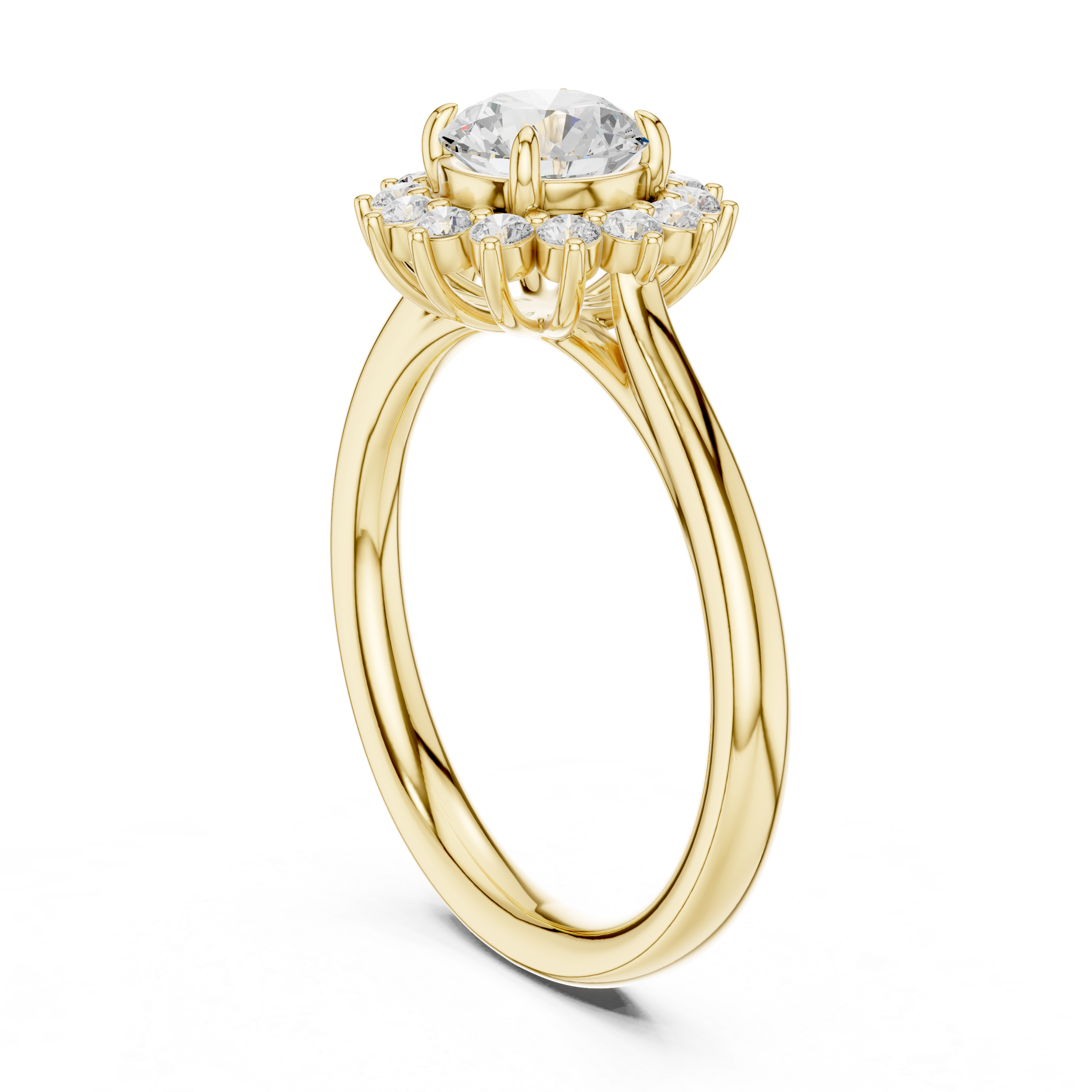 Sunburst Halo Diamond Engagement Ring