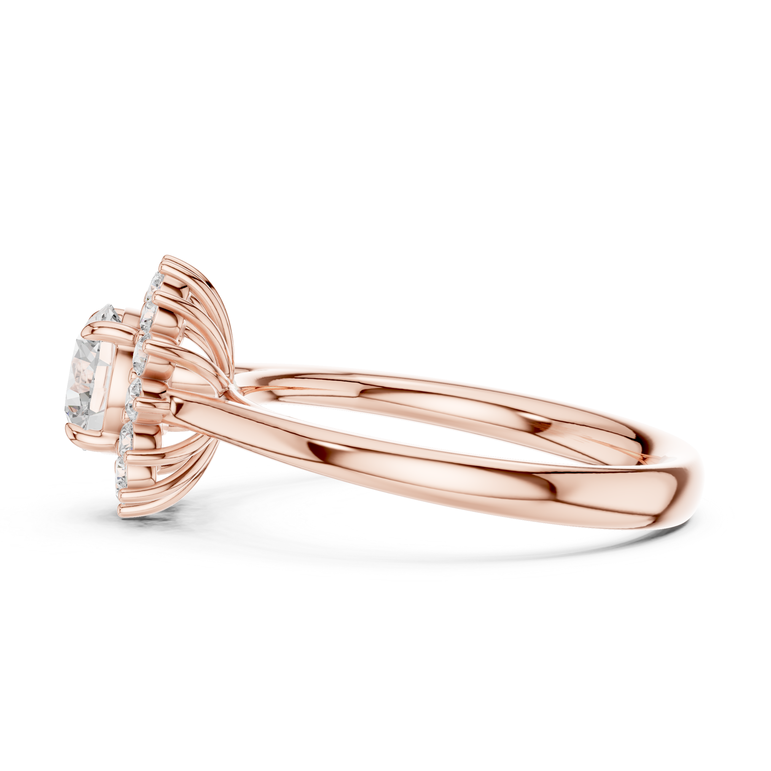 Sunburst Halo Diamond Engagement Ring