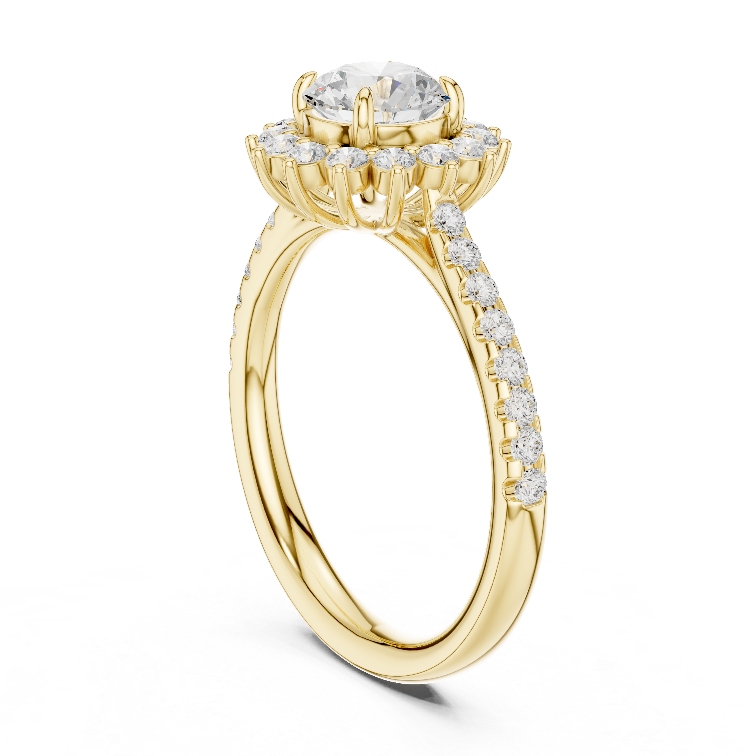 Floral Halo Diamond Engagement Ring