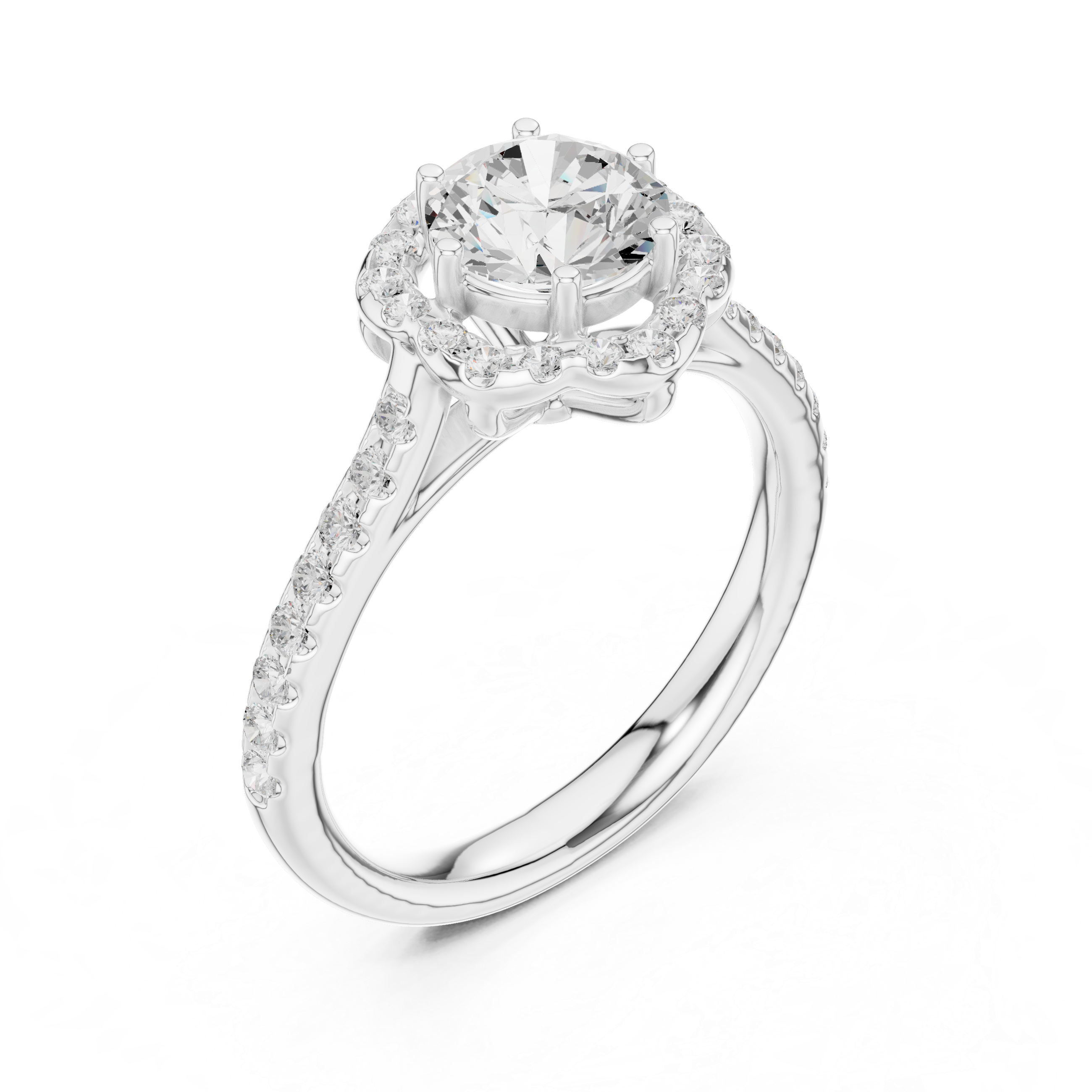 Floral Halo Diamond Engagement Ring