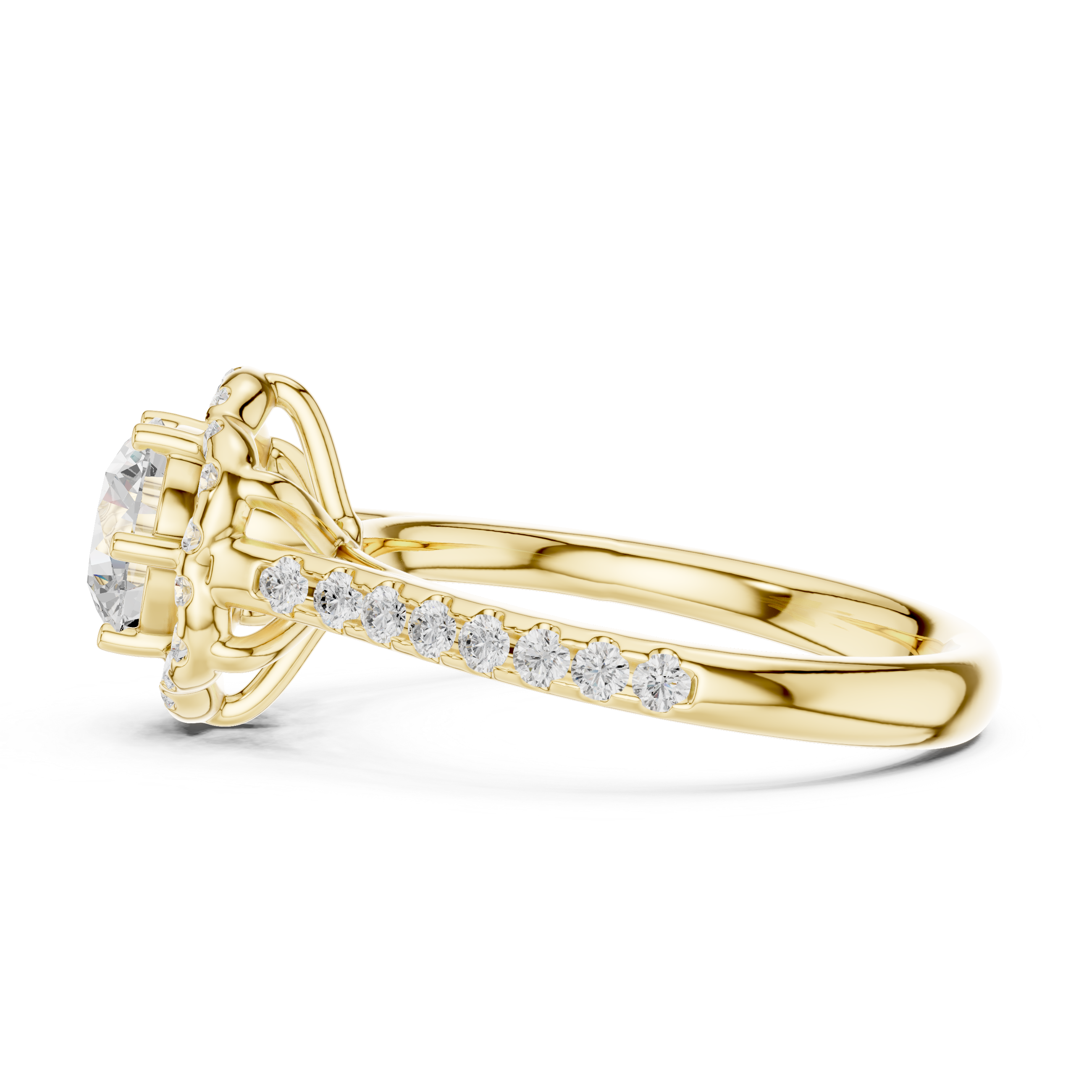 Floral Halo Diamond Engagement Ring