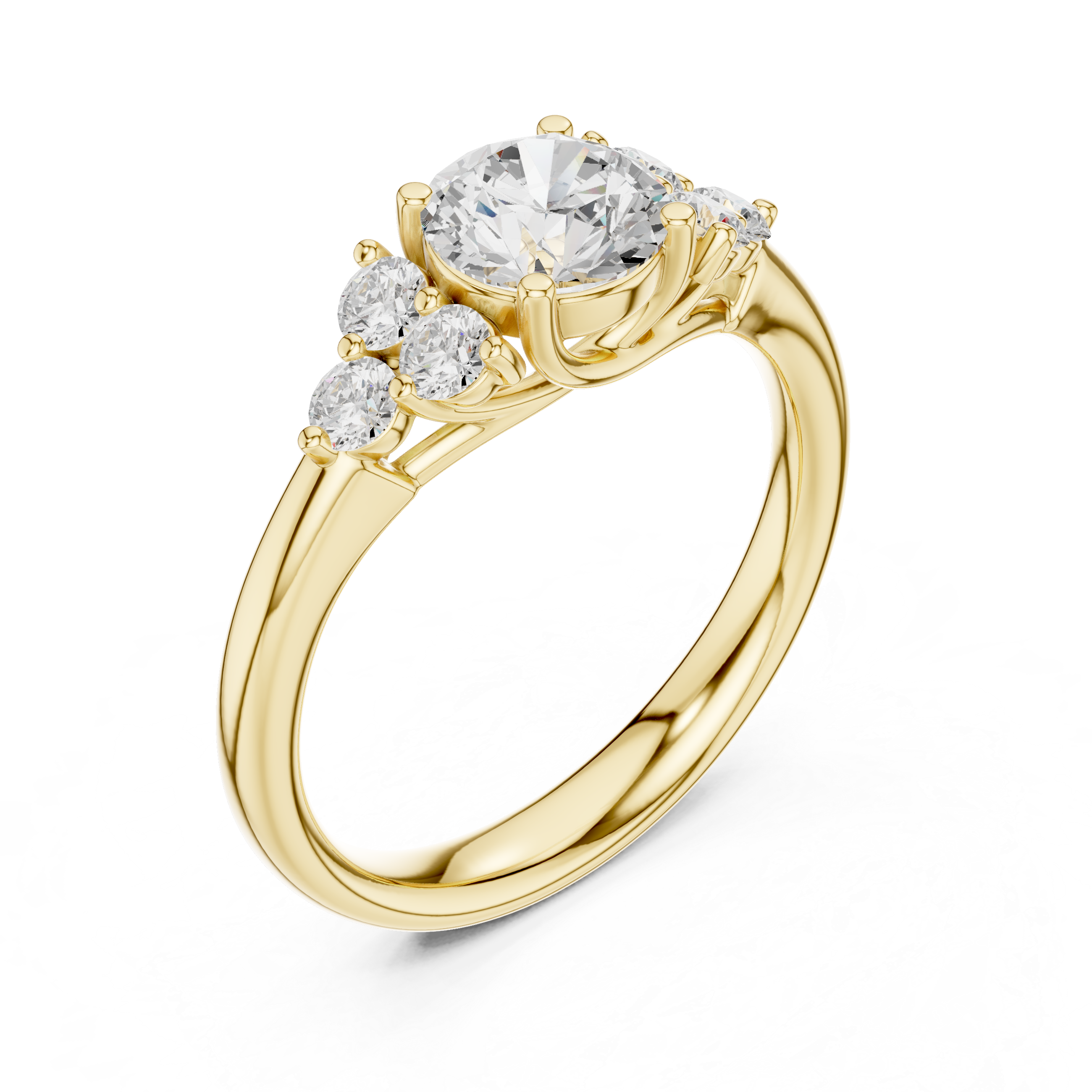 Round Diamond Three Stone Engagement Ring