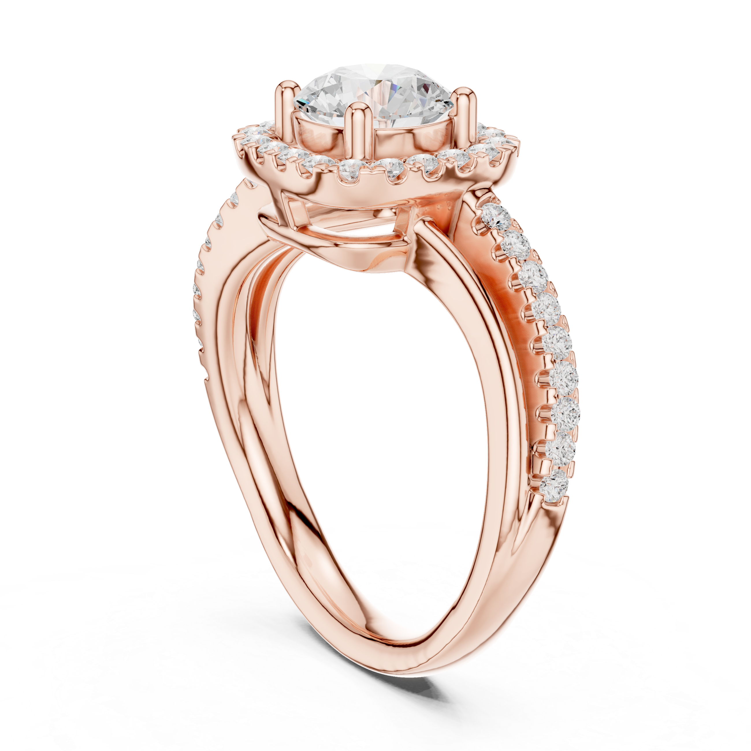 Twisted Cushion Halo Diamond Engagement Ring