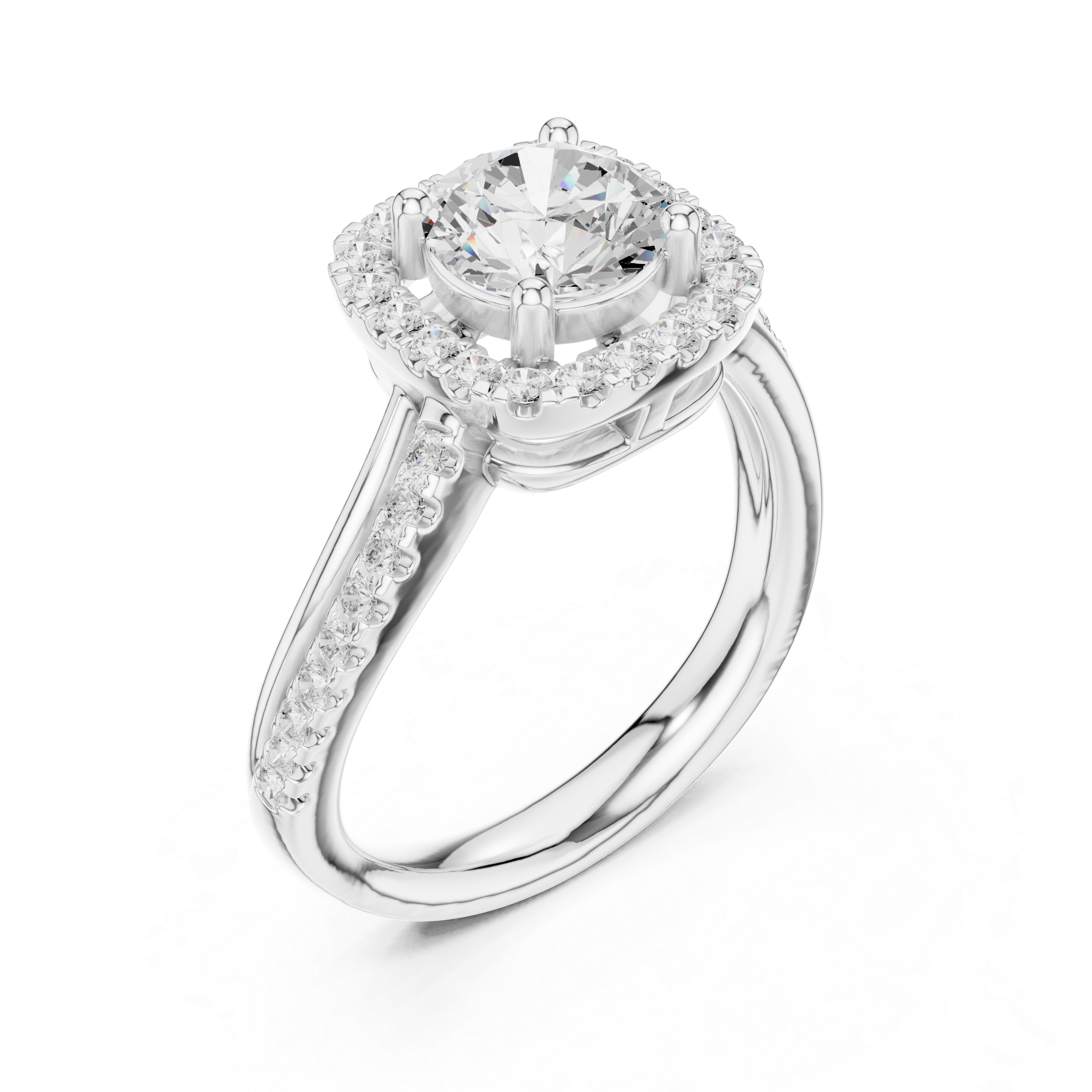 Twisted Cushion Halo Diamond Engagement Ring