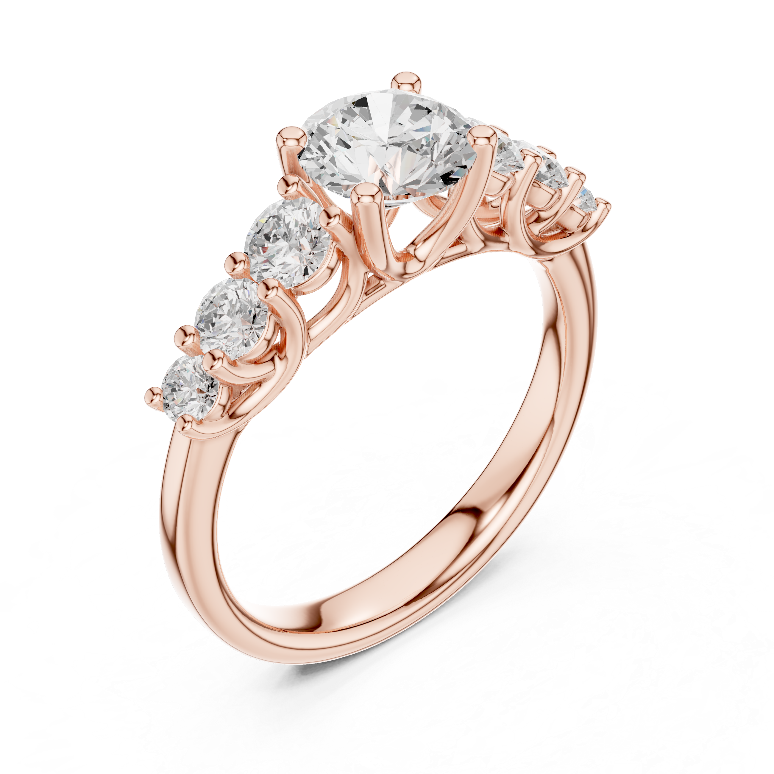 Round Diamond Three Stone Engagement Ring