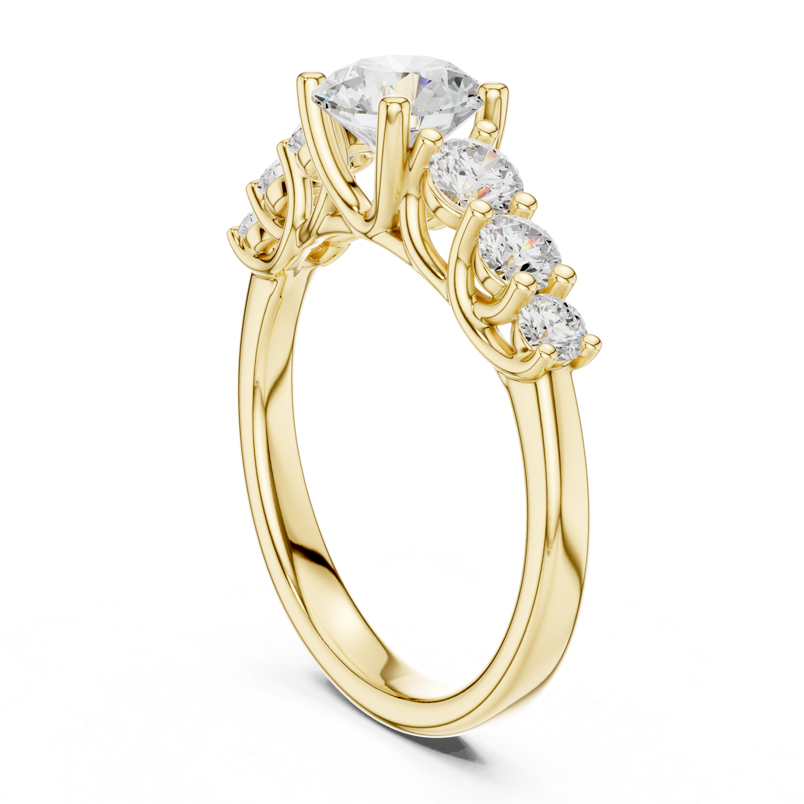Round Diamond Three Stone Engagement Ring