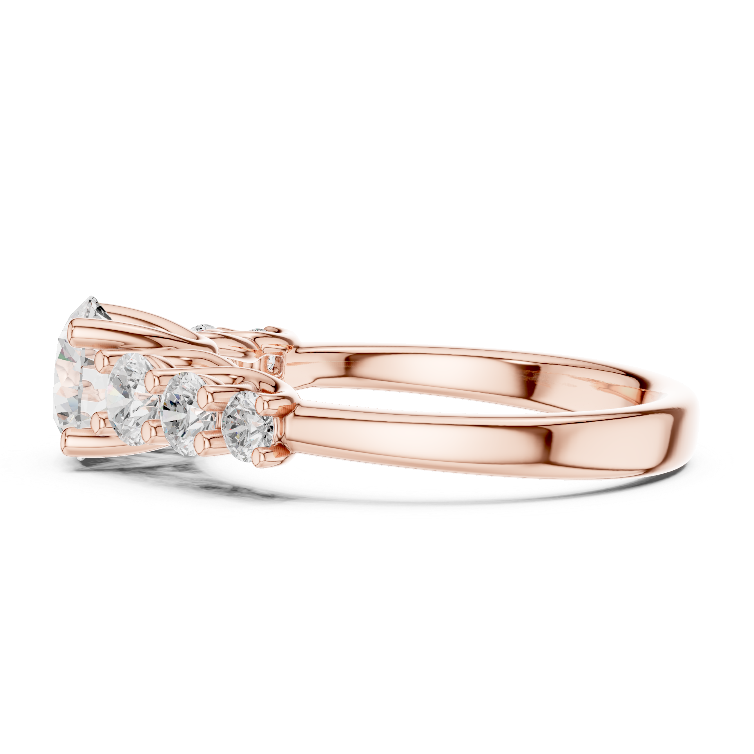 Round Diamond Three Stone Engagement Ring