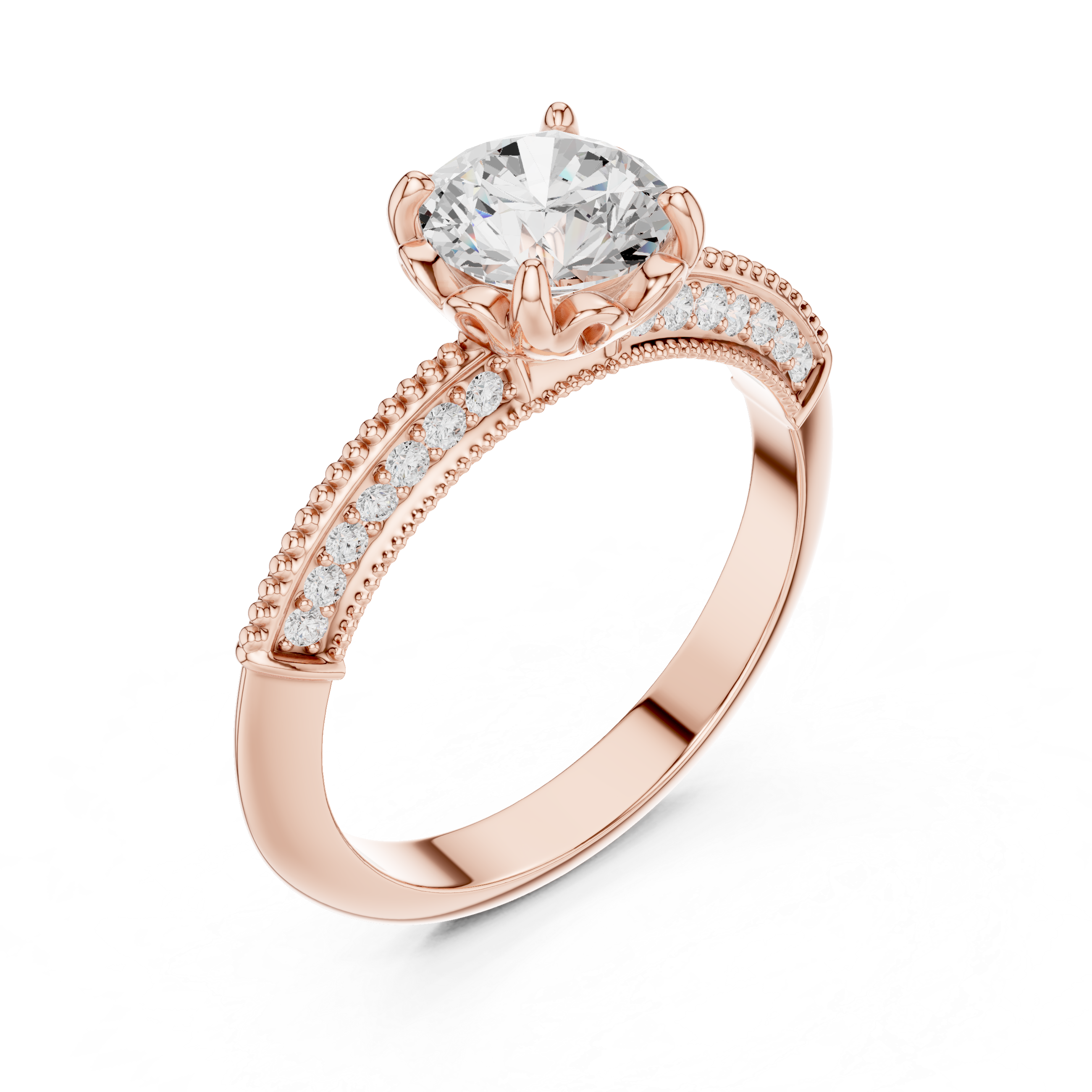 Vintage Milgrain Diamond Engagement Ring