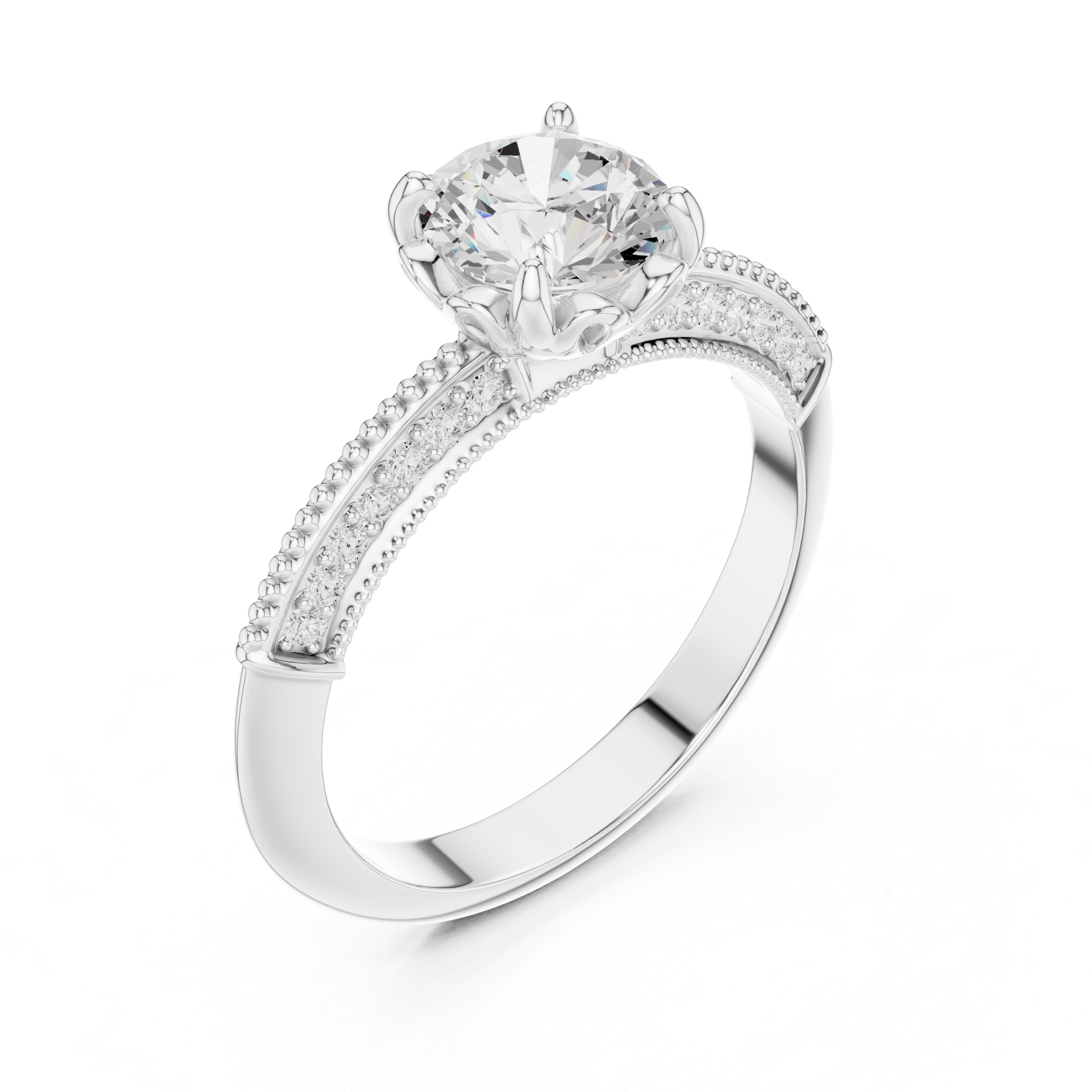 Vintage Milgrain Diamond Engagement Ring