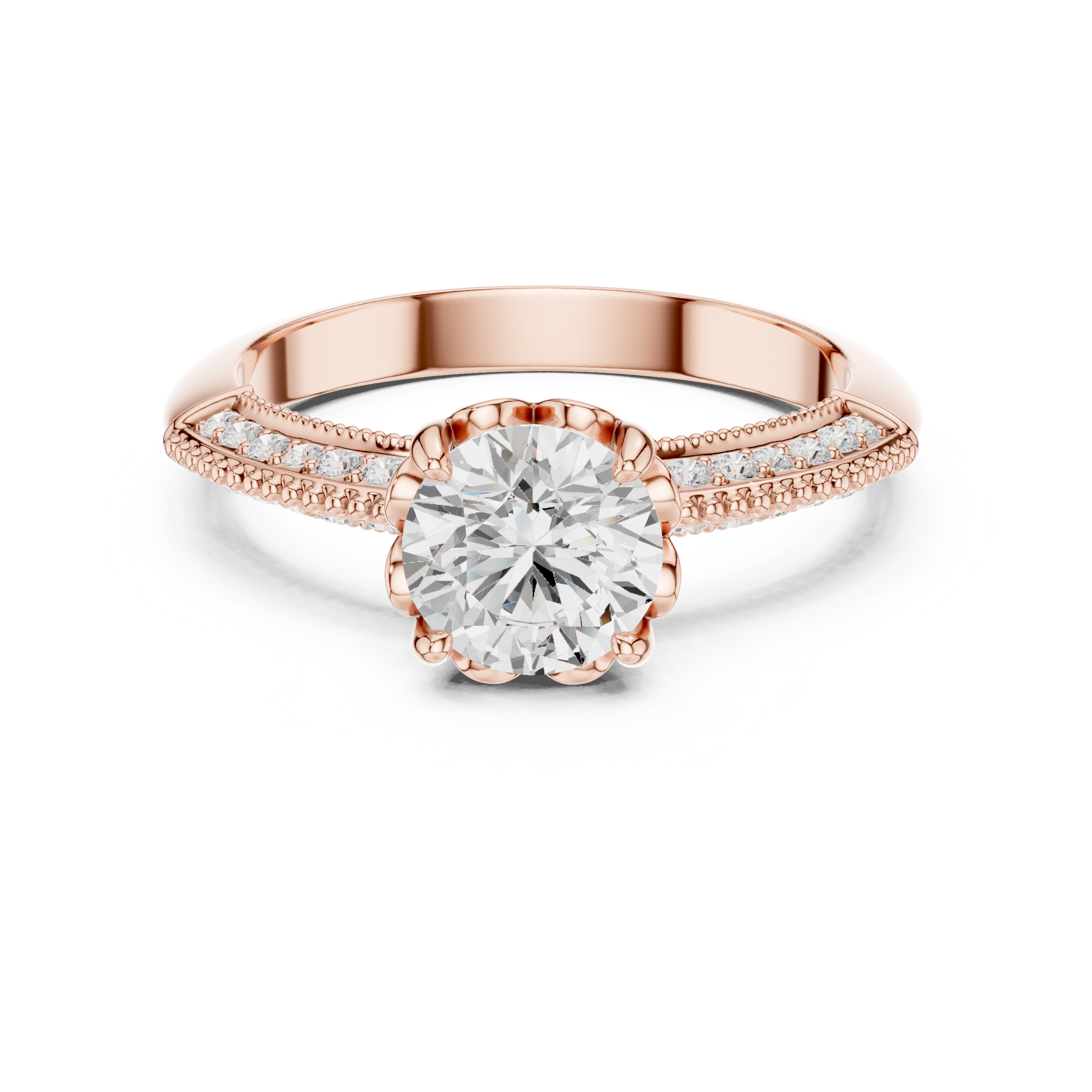 Vintage Milgrain Diamond Engagement Ring