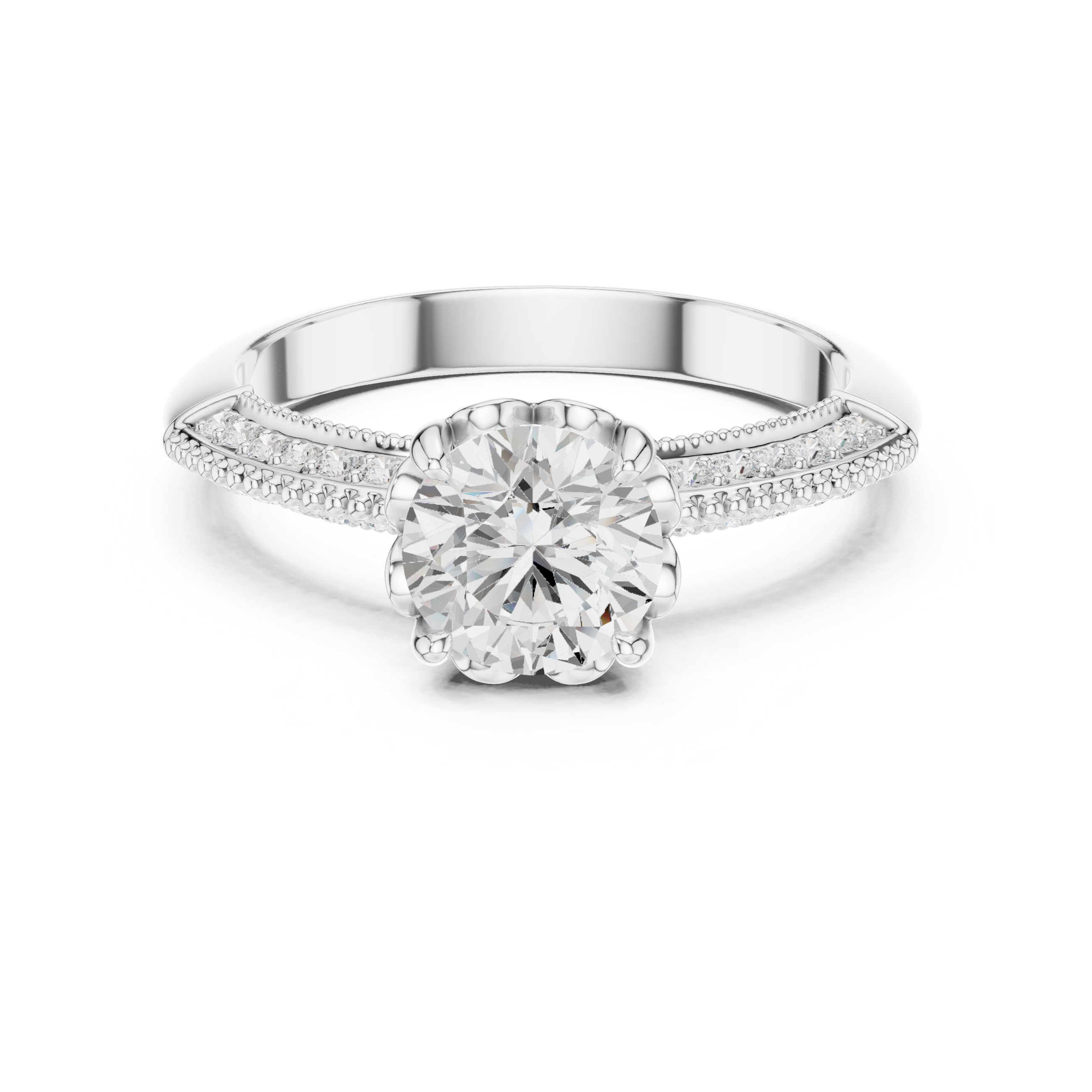 Vintage Milgrain Diamond Engagement Ring