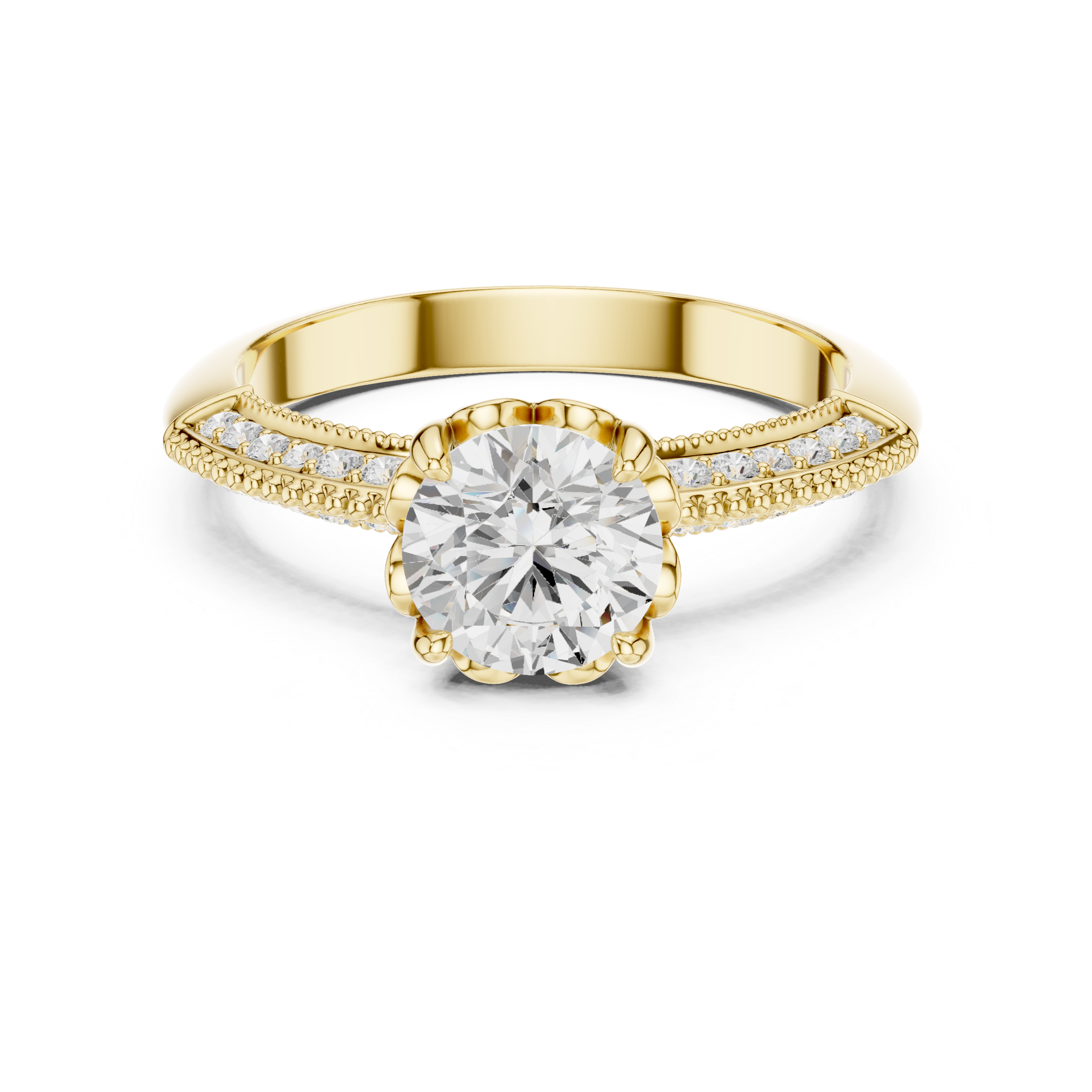 Vintage Milgrain Diamond Engagement Ring