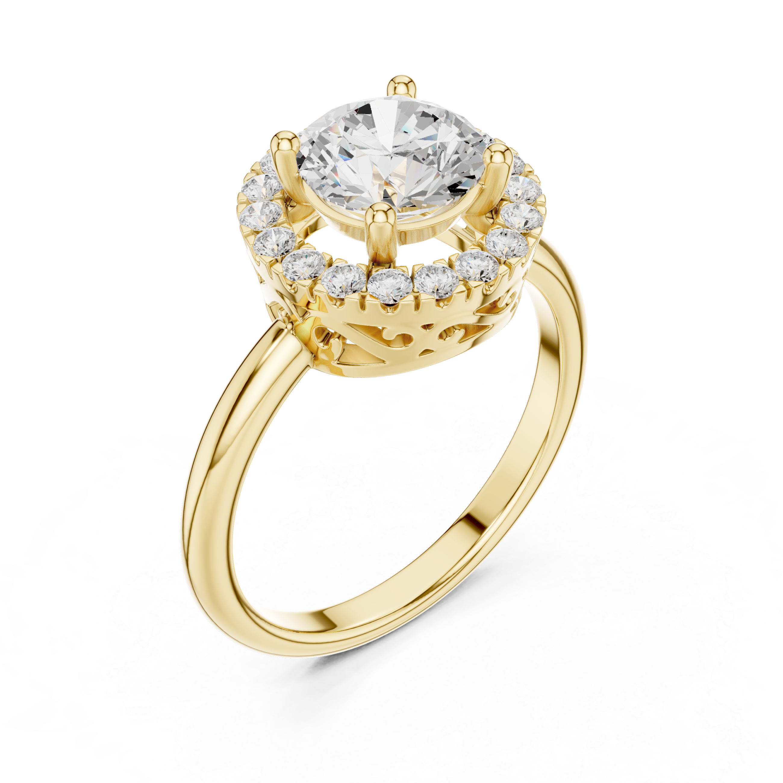 Round Halo Diamond Engagement Ring