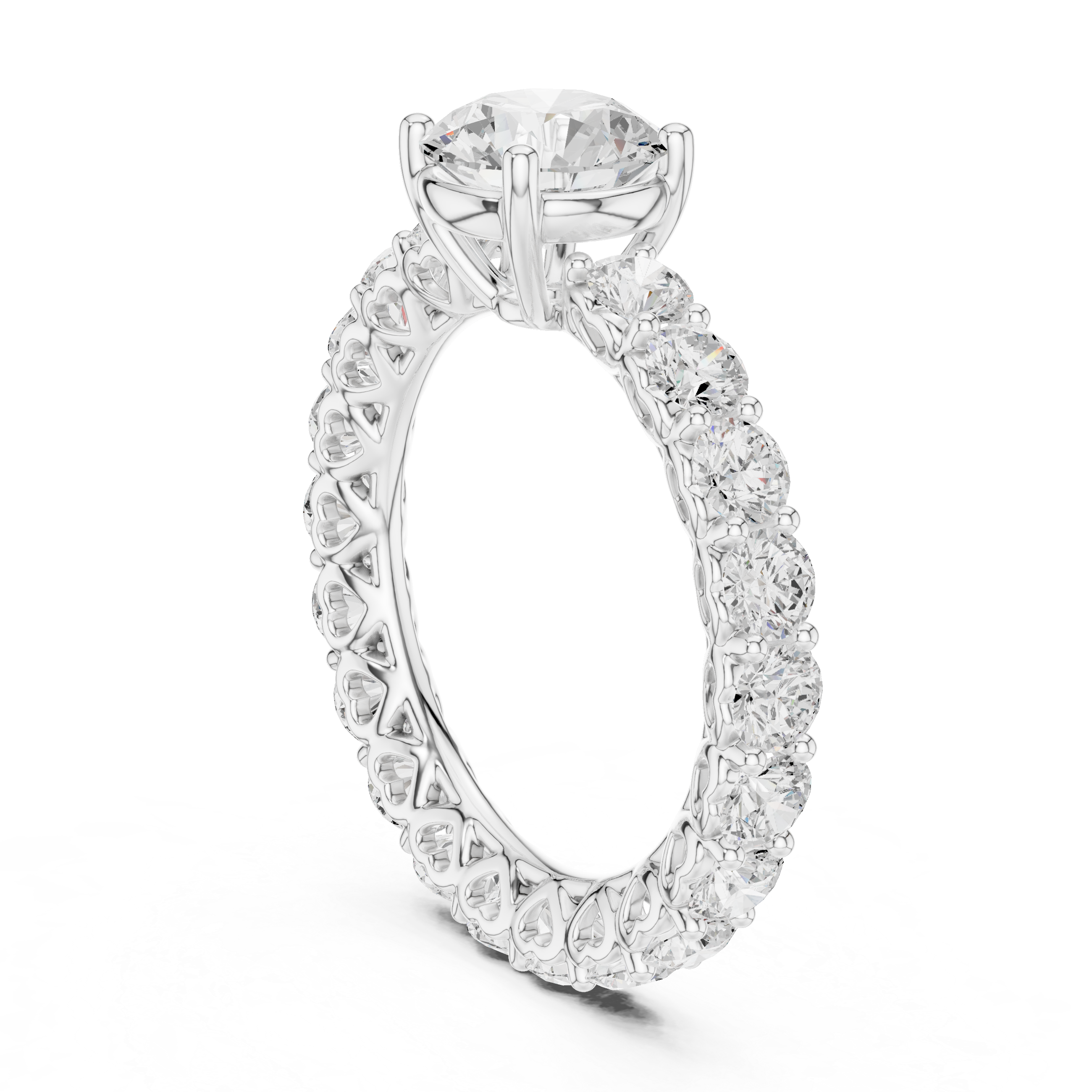 Round Diamond Hidden Heart Engagement Ring