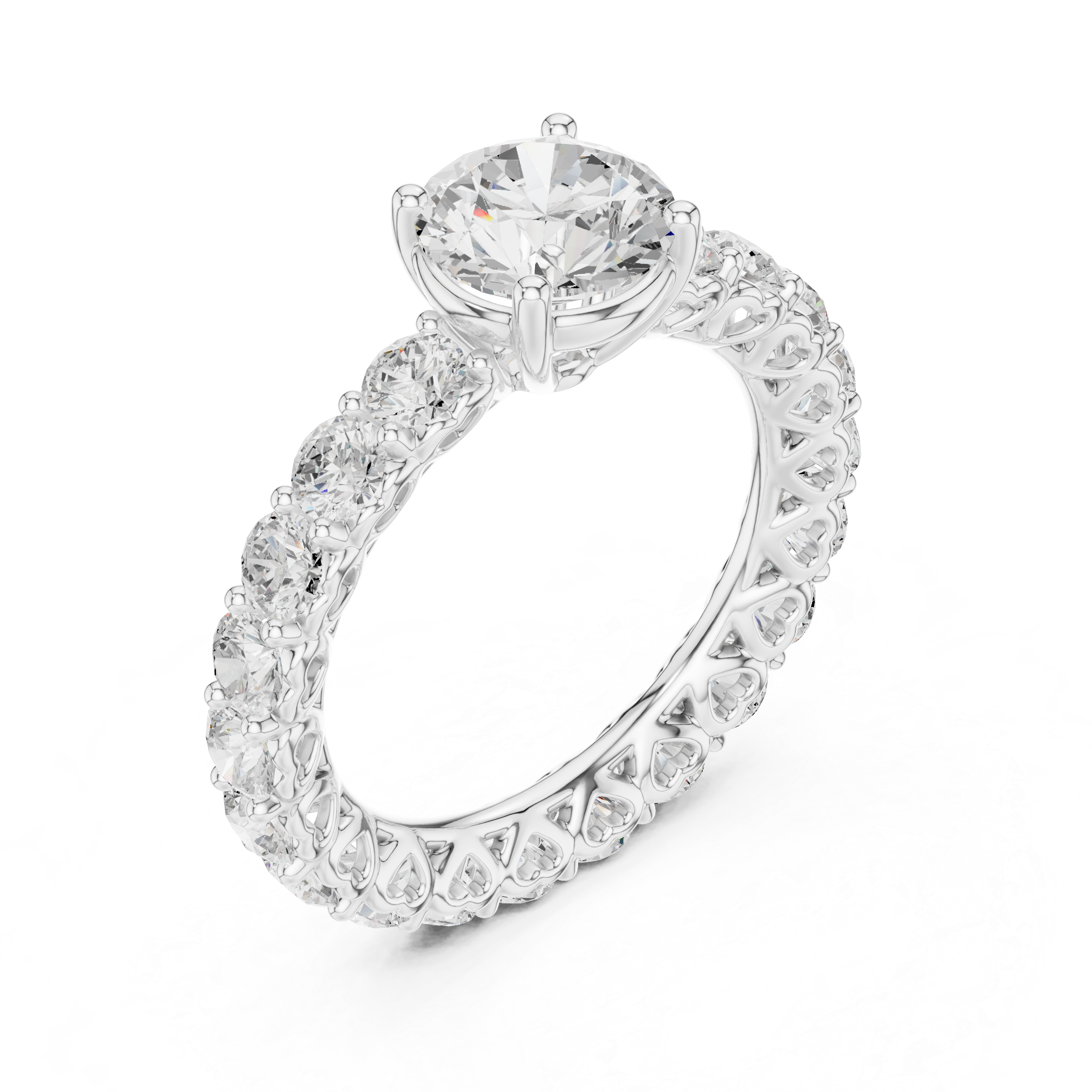 Round Diamond Hidden Heart Engagement Ring