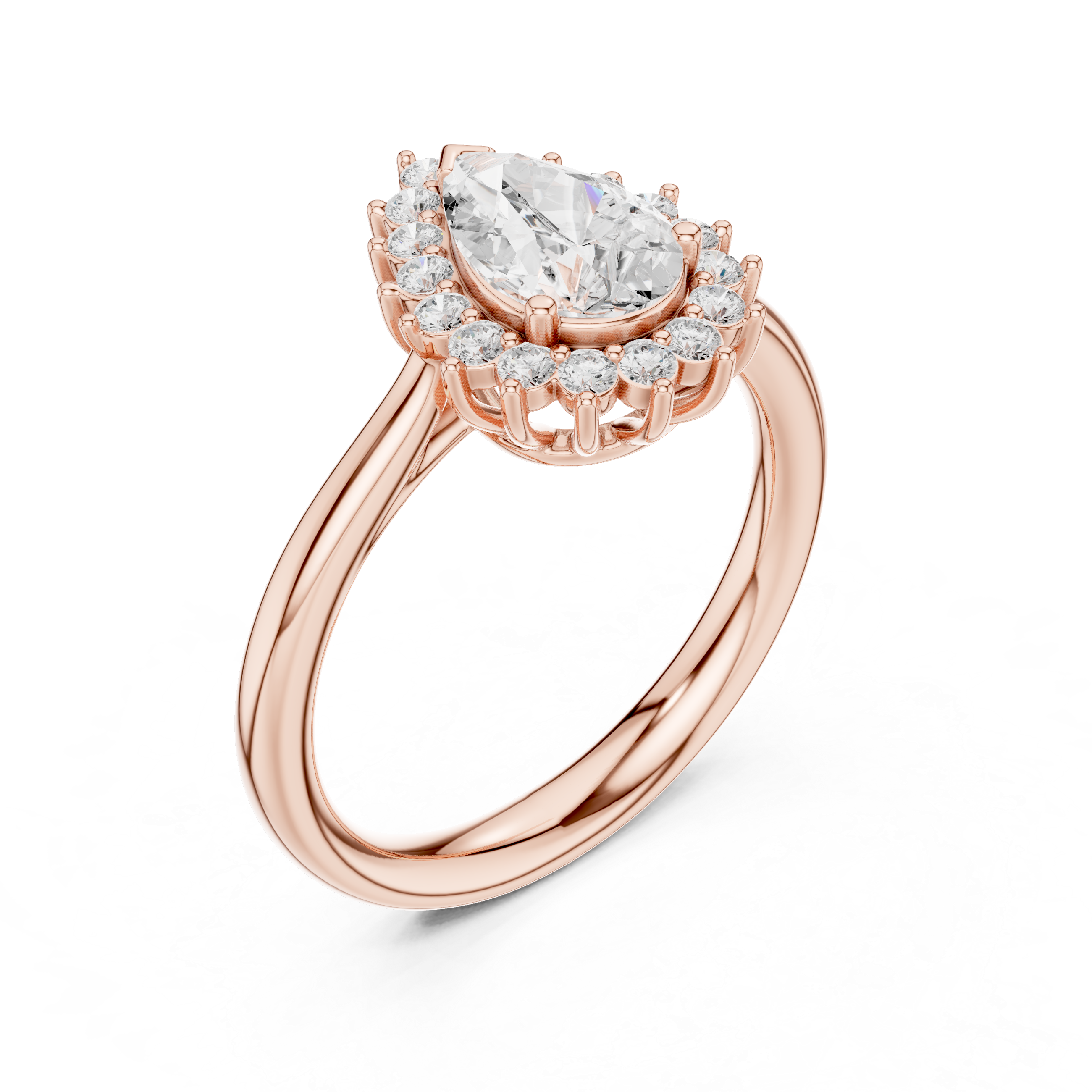 Pear Cut Halo Diamond Engagement Ring