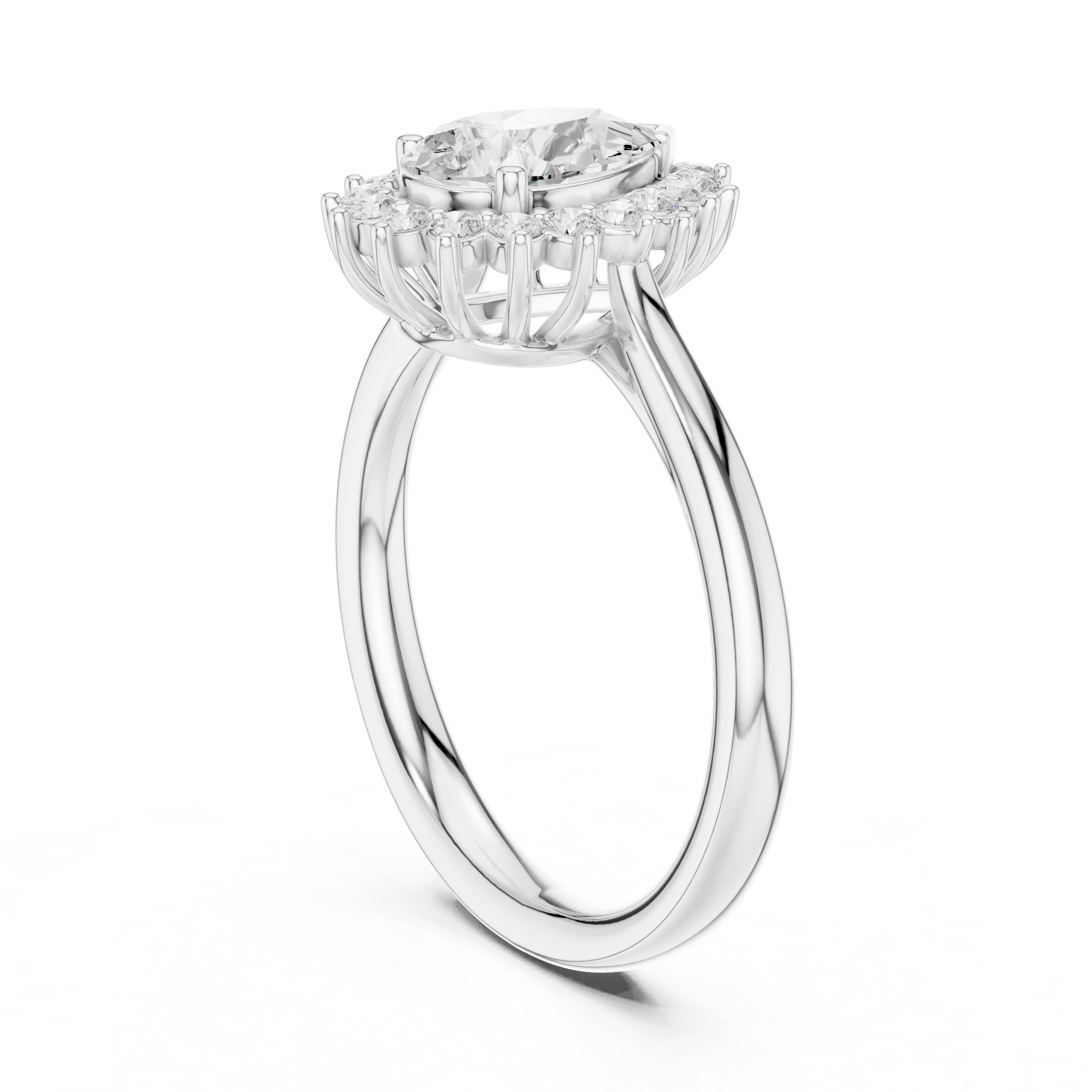 Pear Cut Halo Diamond Engagement Ring
