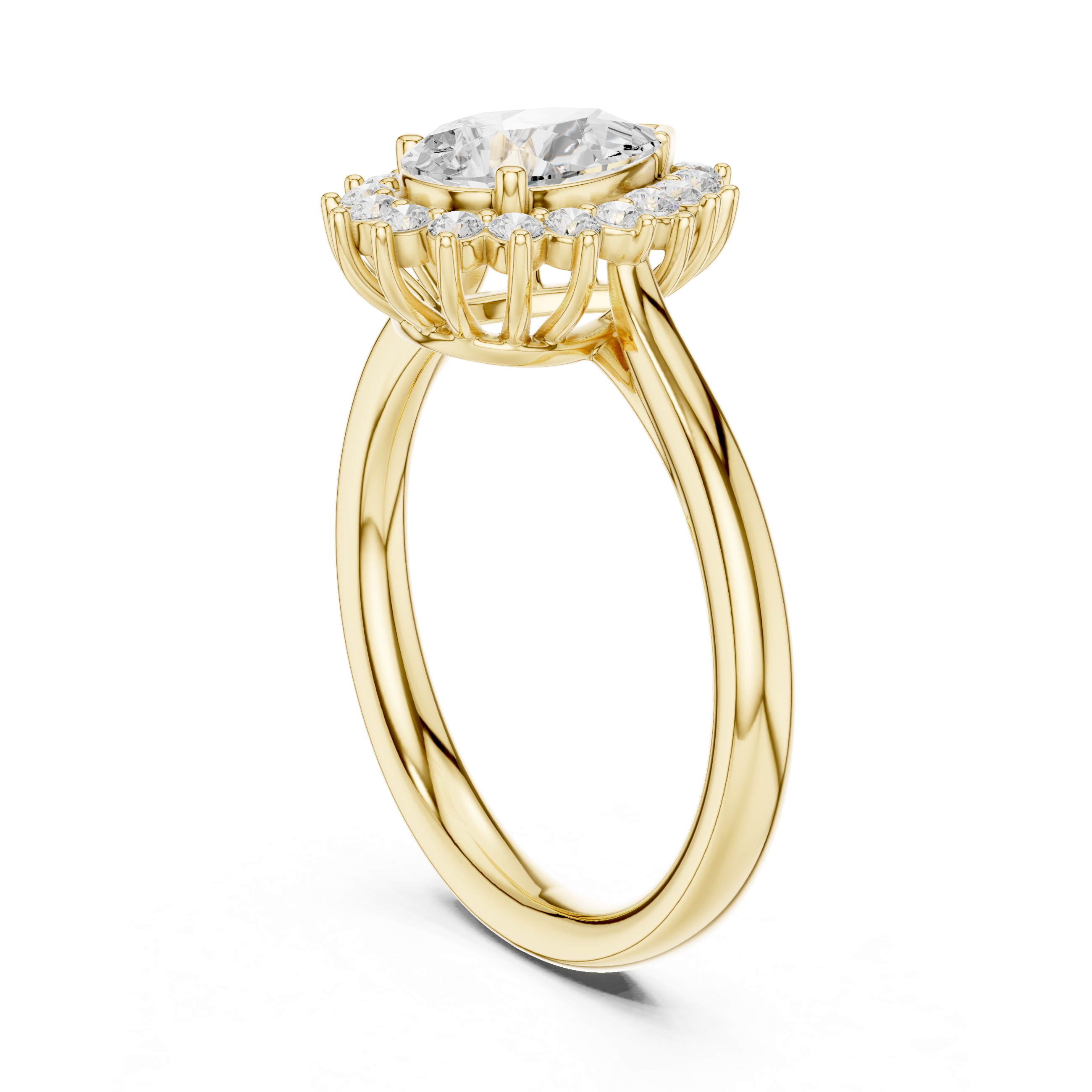 Pear Cut Halo Diamond Engagement Ring