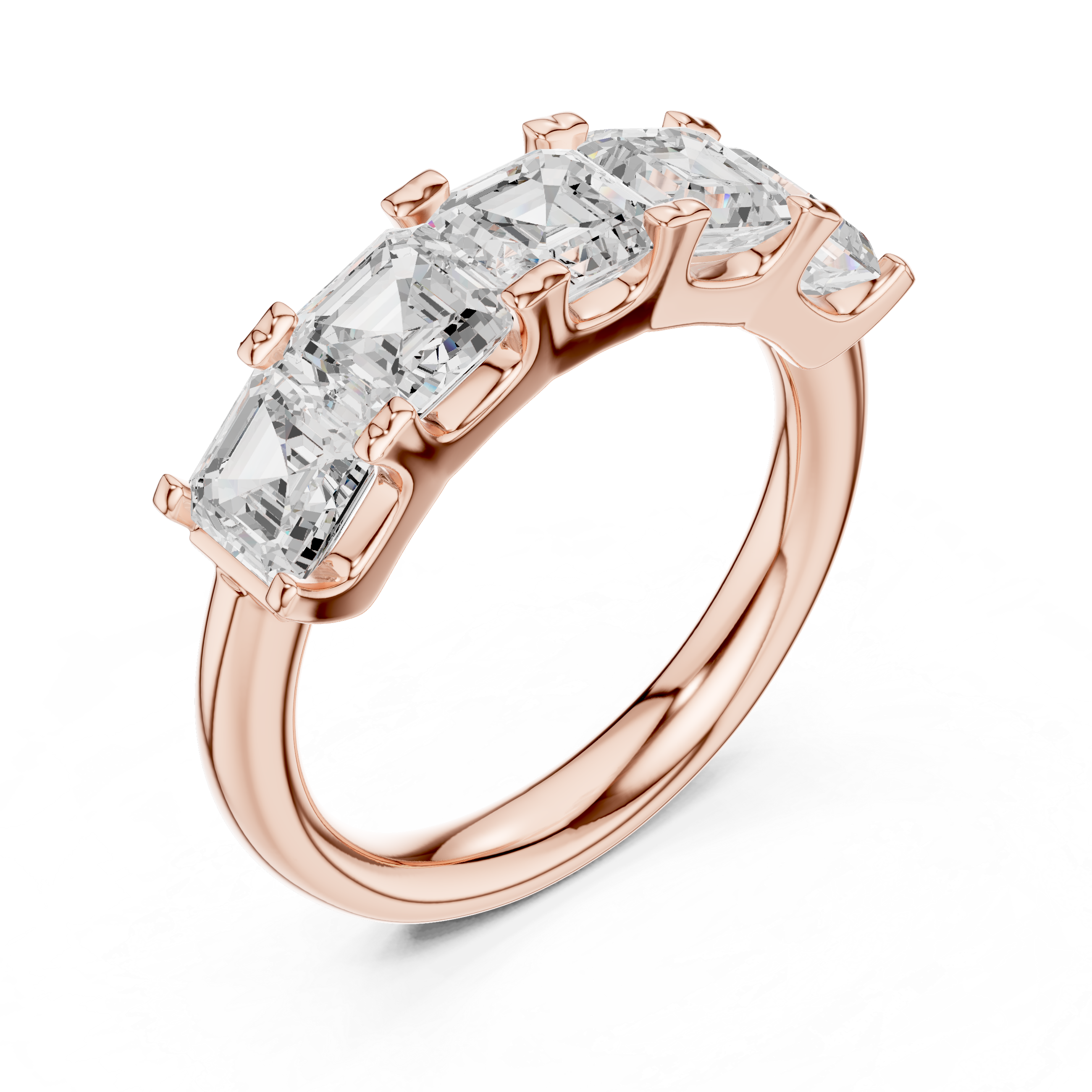 Asscher Cut Five Stone Diamond Ring