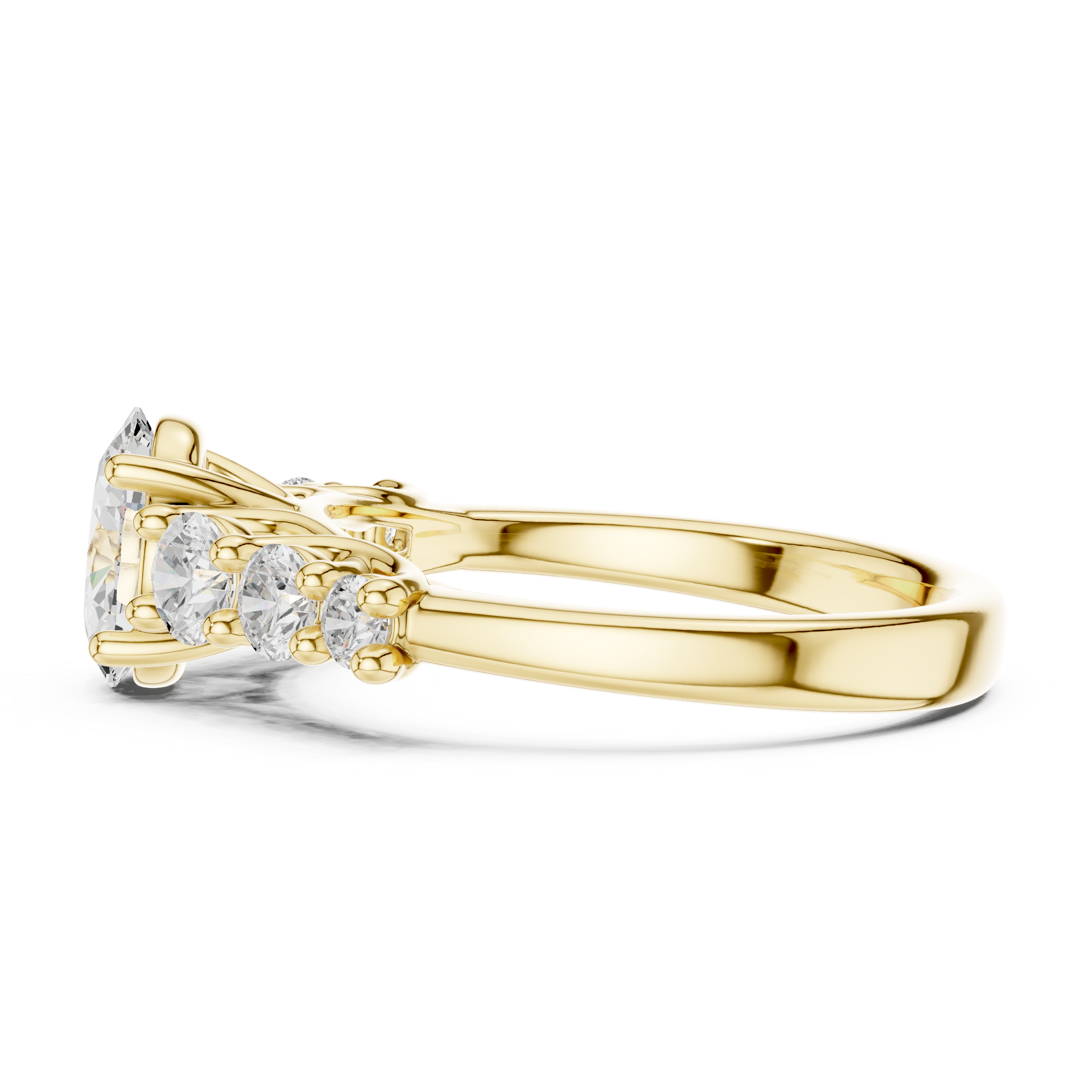 Oval Diamond Engagement Ring with Graduated Side Stones