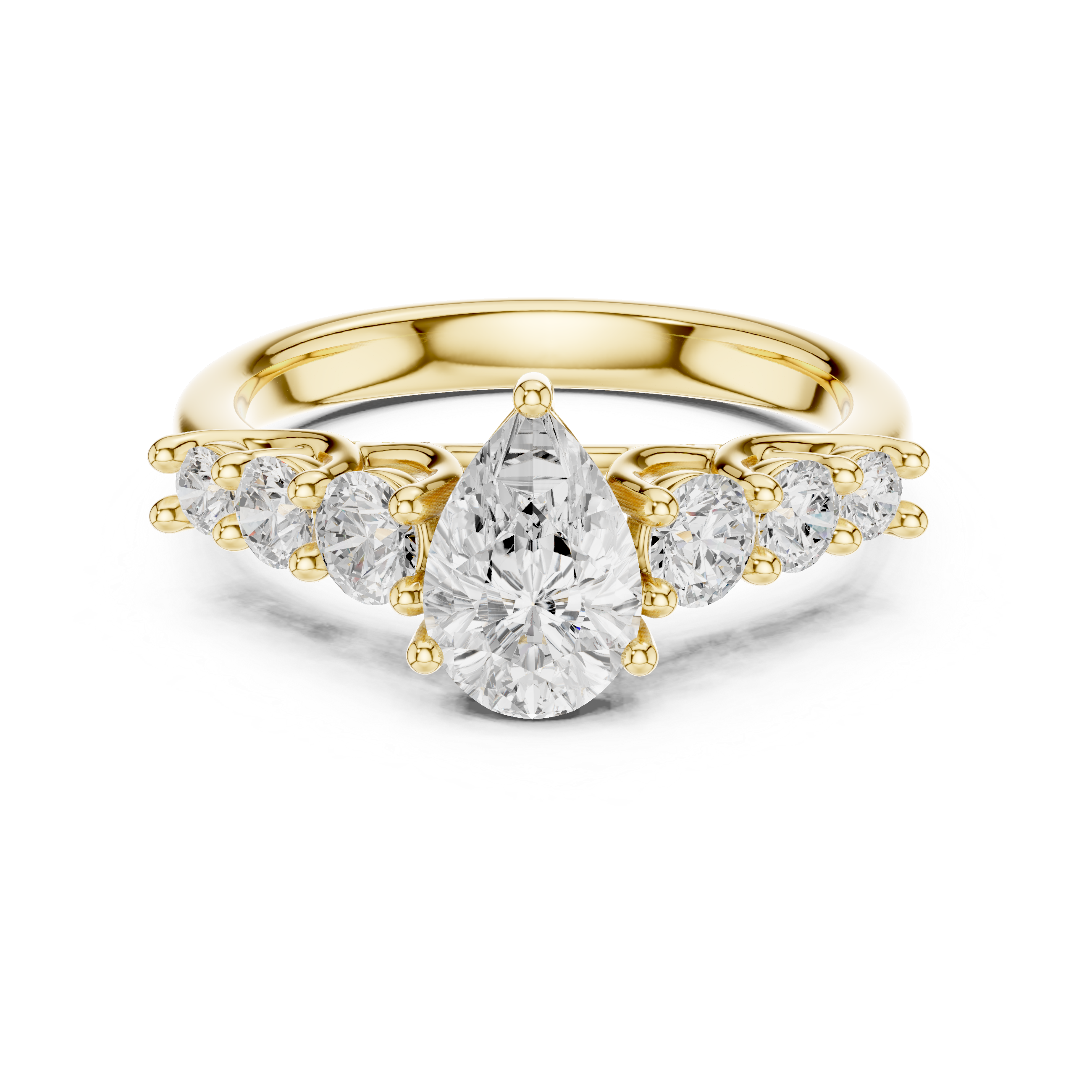 Pear Diamond Engagement Ring with Graduated Side Stones