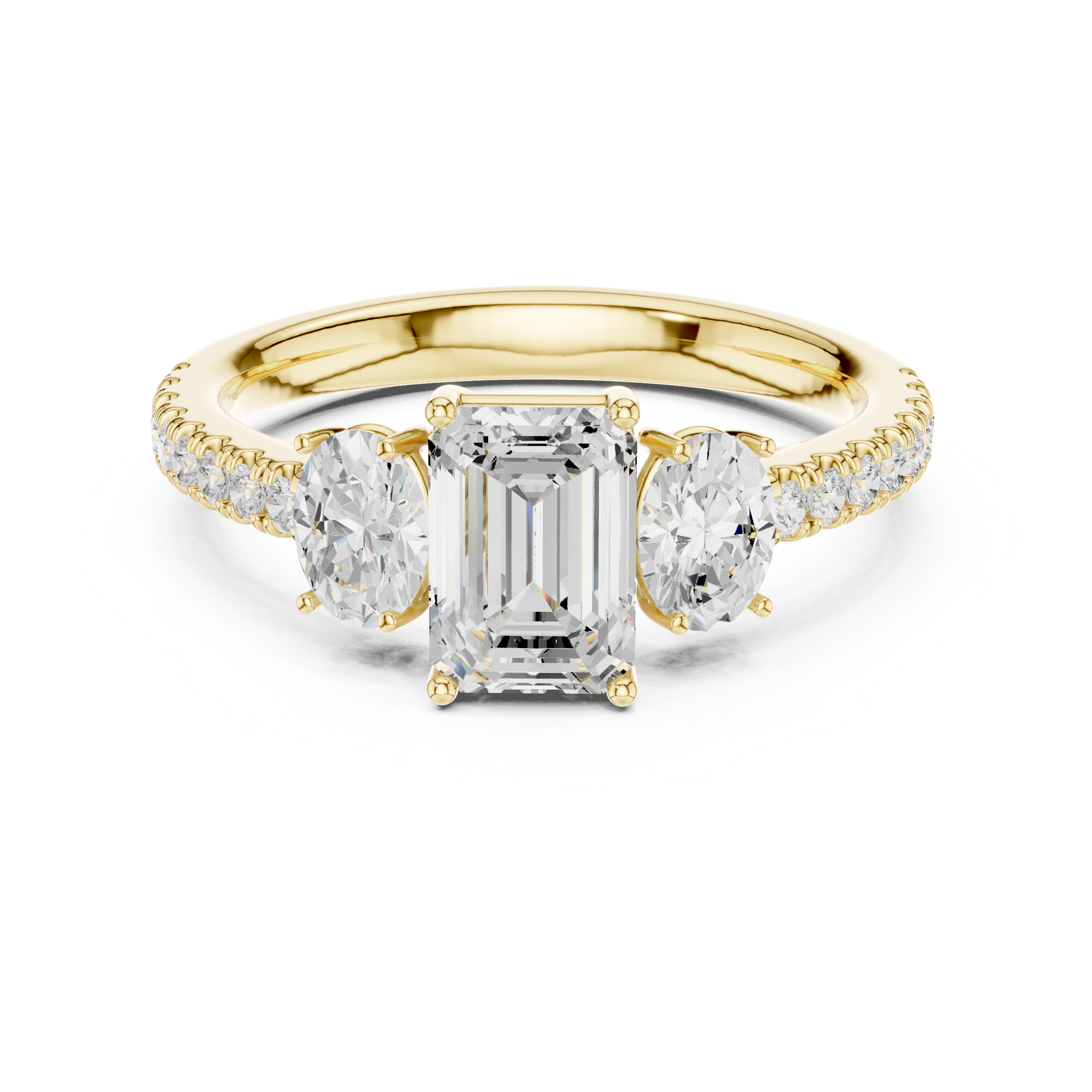 Radiant & Oval Three Stone Engagement Ring