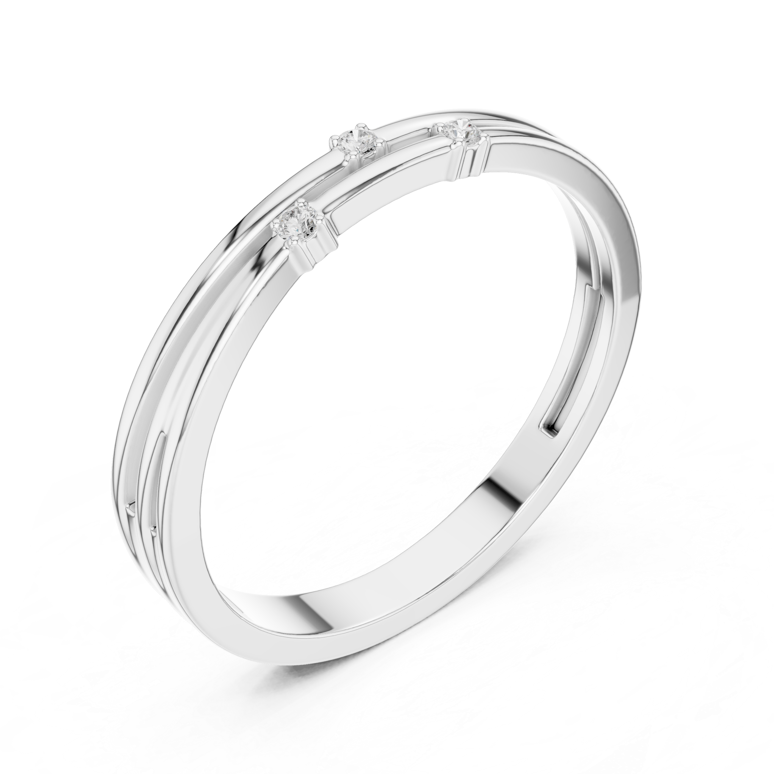 Minimalist Three Diamond Wedding Band