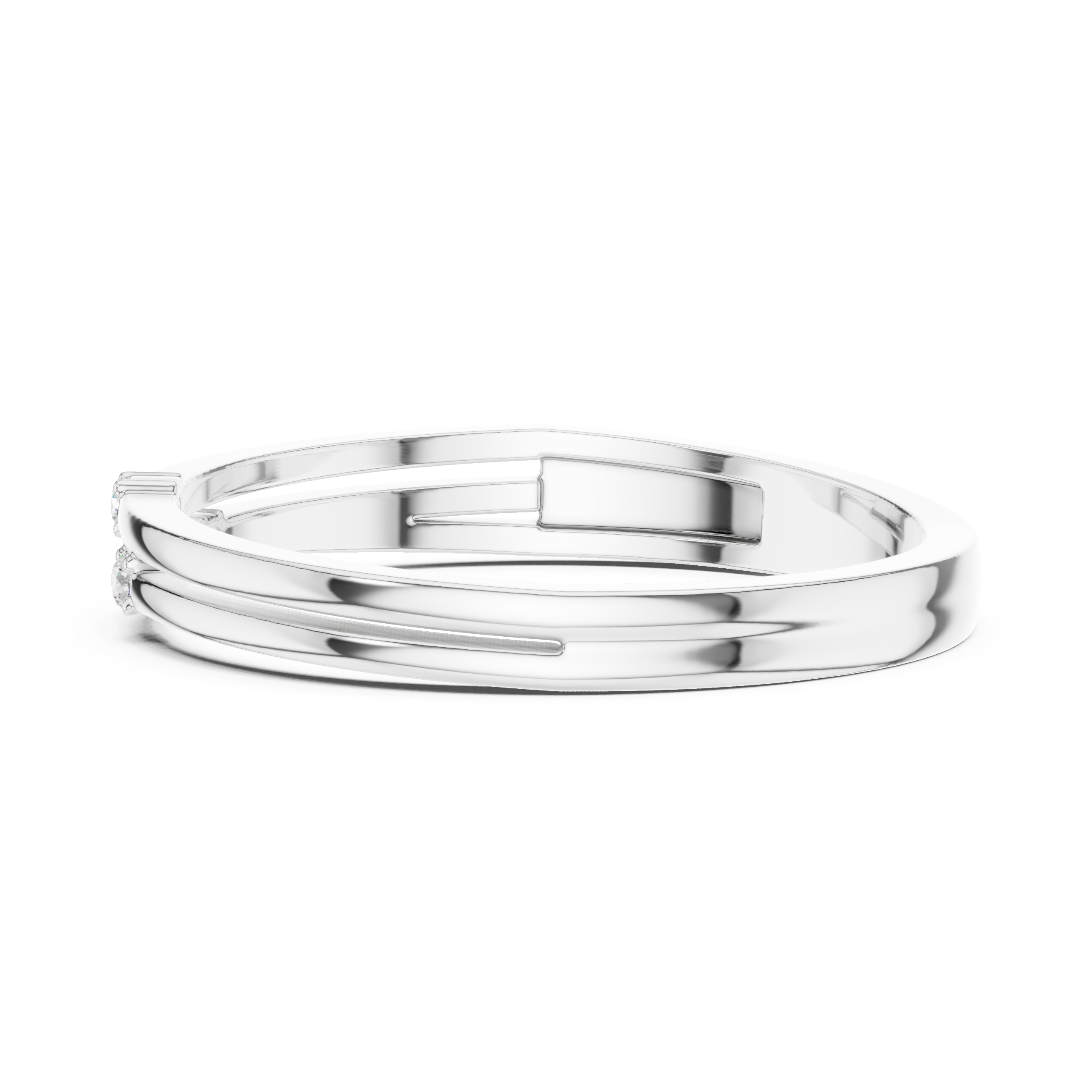 Minimalist Three Diamond Wedding Band