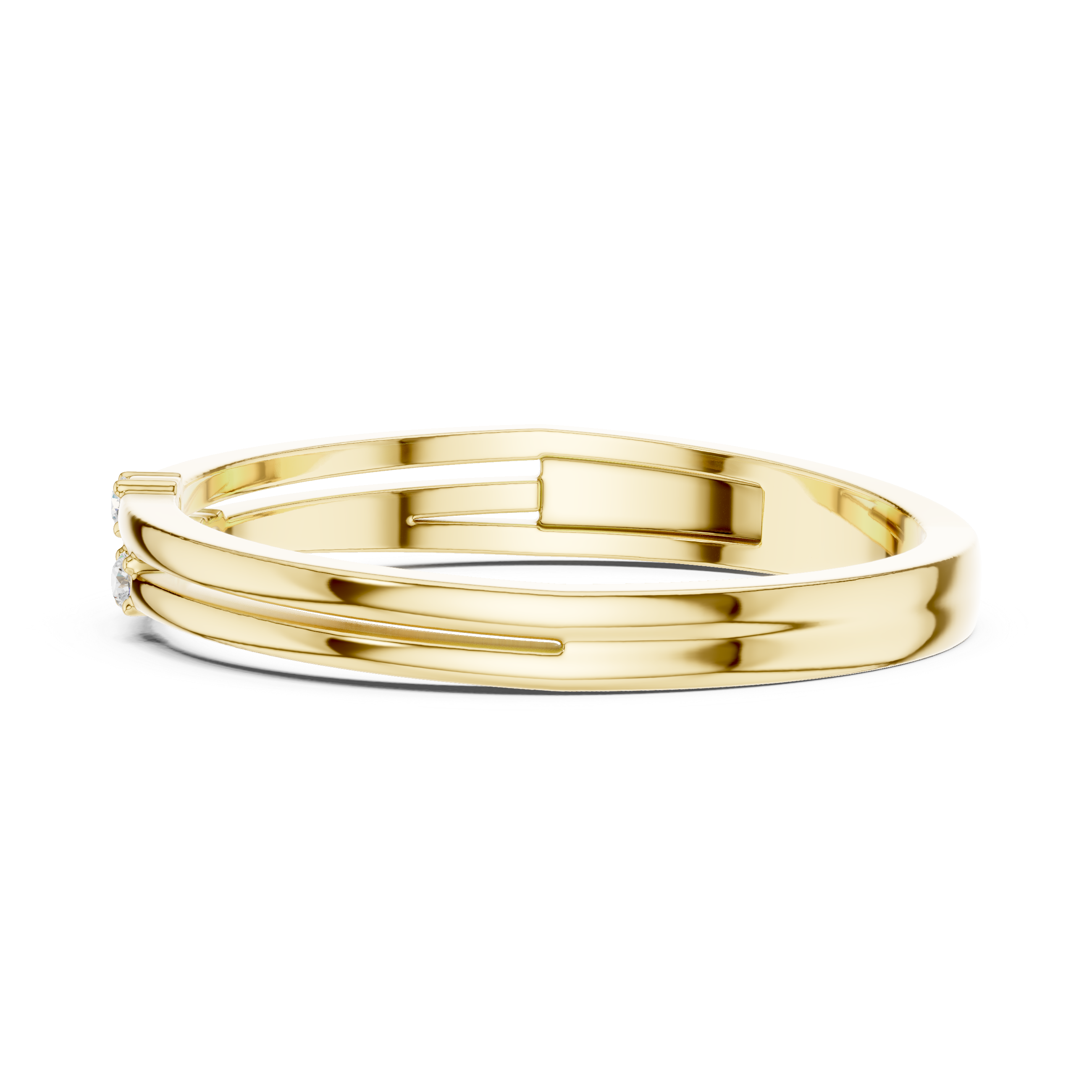 Minimalist Three Diamond Wedding Band