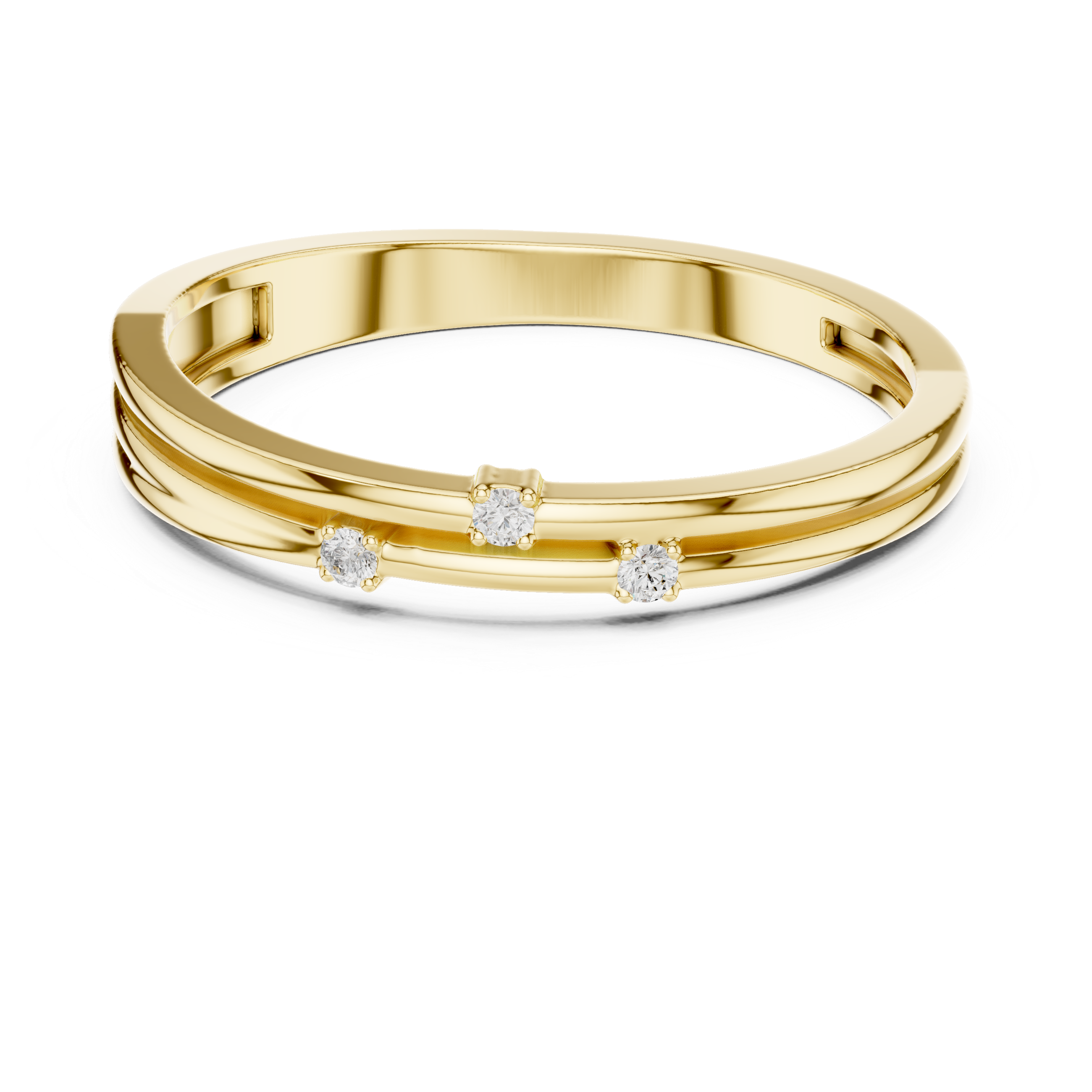 Minimalist Three Diamond Wedding Band