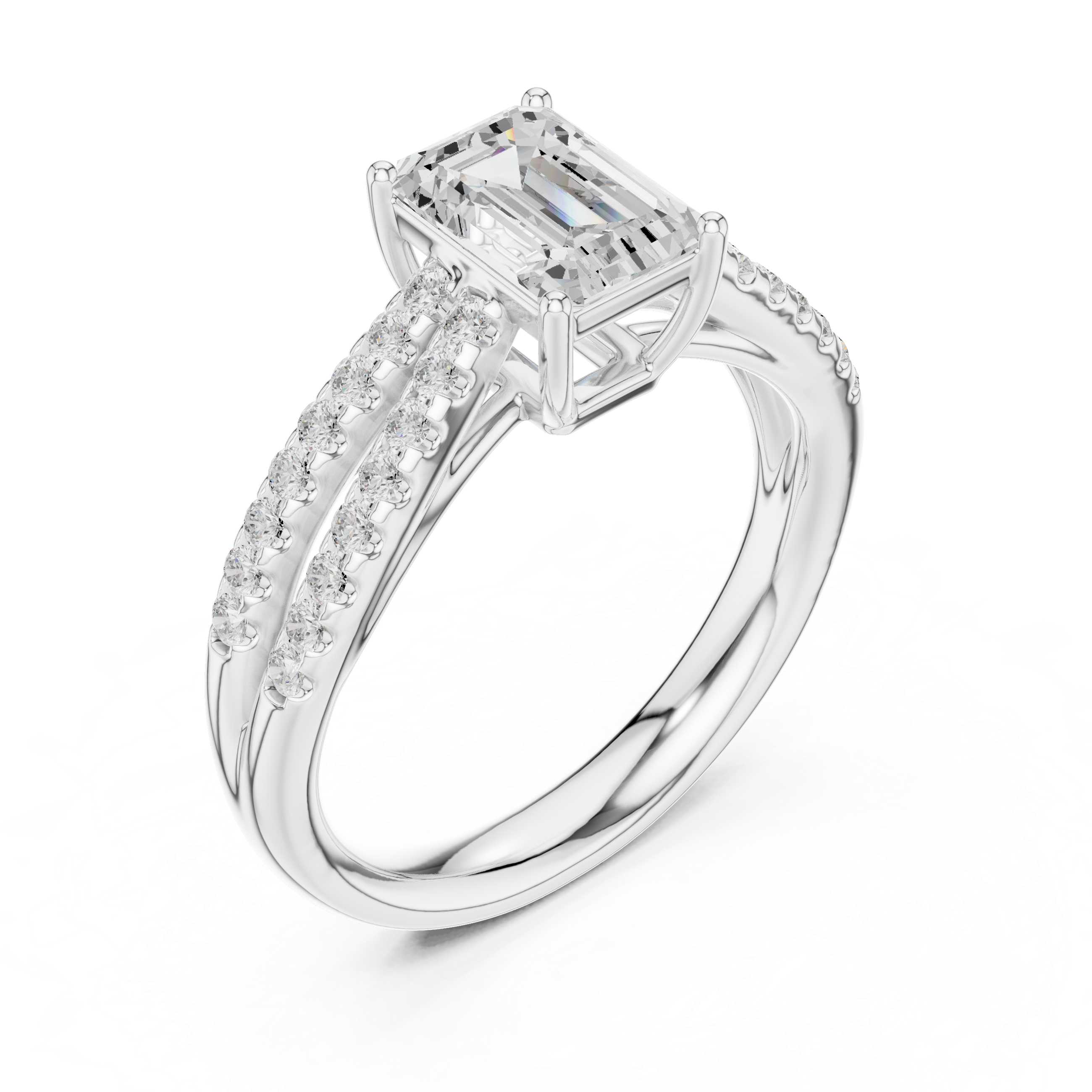 Radiant Split Shank Diamond Engagement Ring