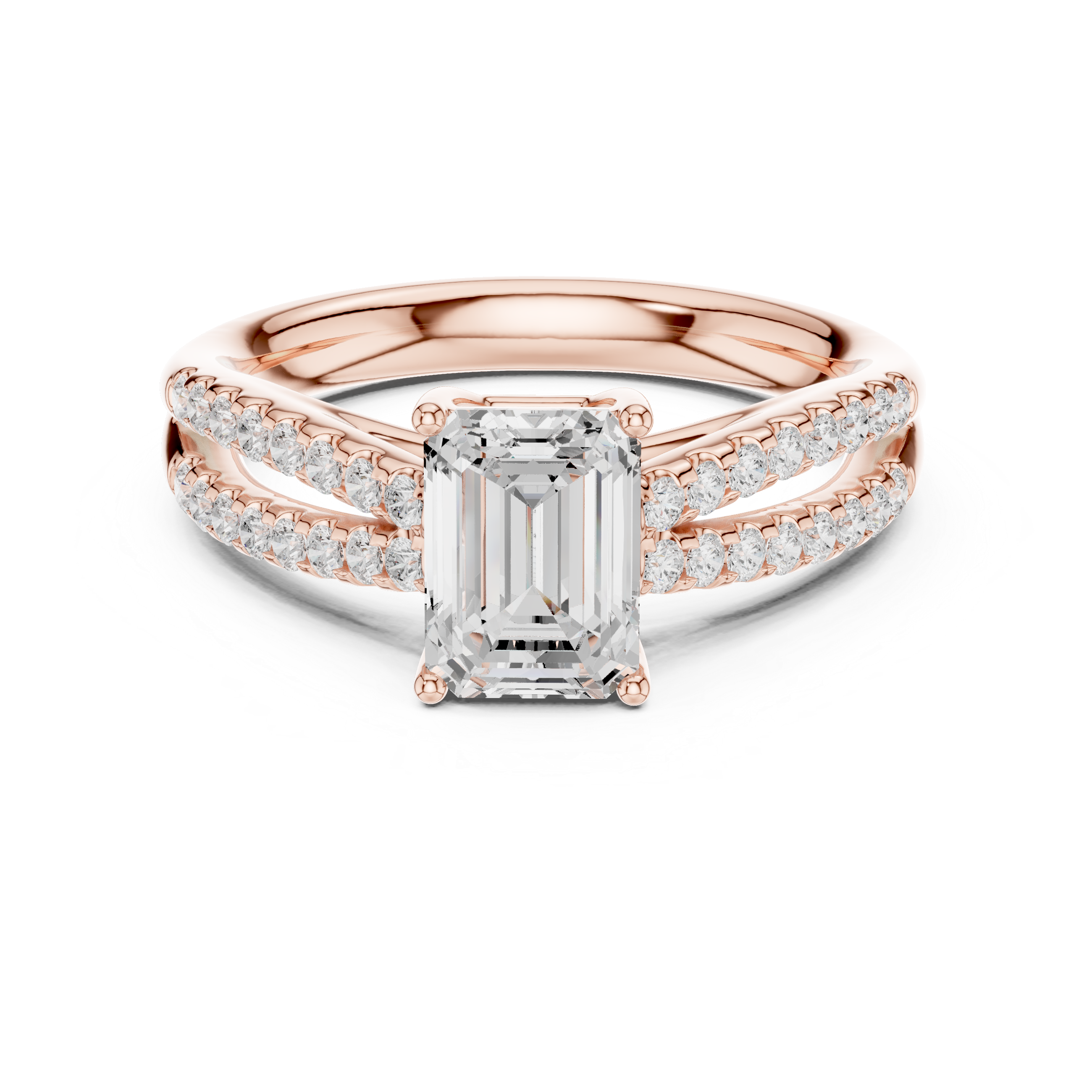 Radiant Split Shank Diamond Engagement Ring