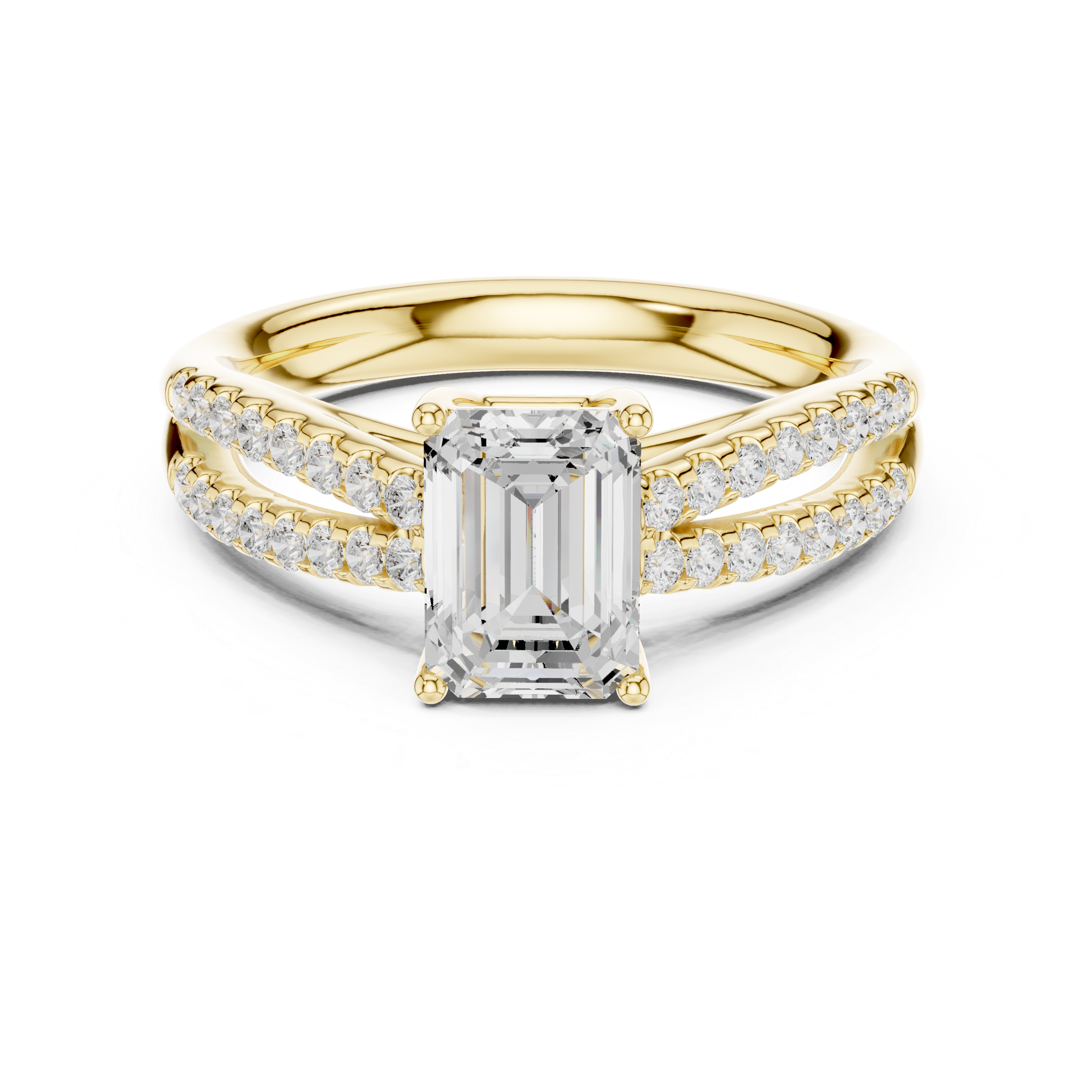 Radiant Split Shank Diamond Engagement Ring