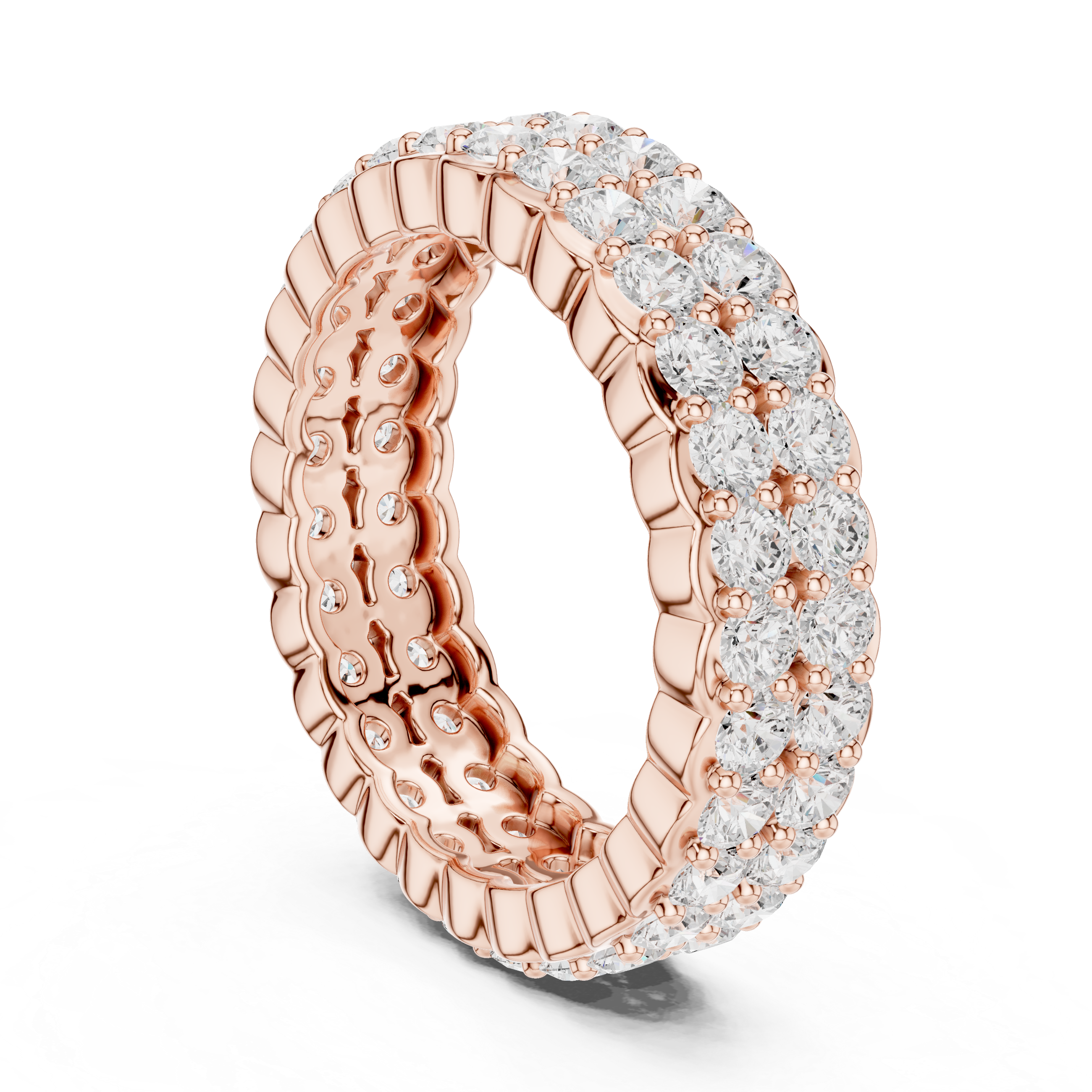 Triple Row Diamond Eternity Wedding Band