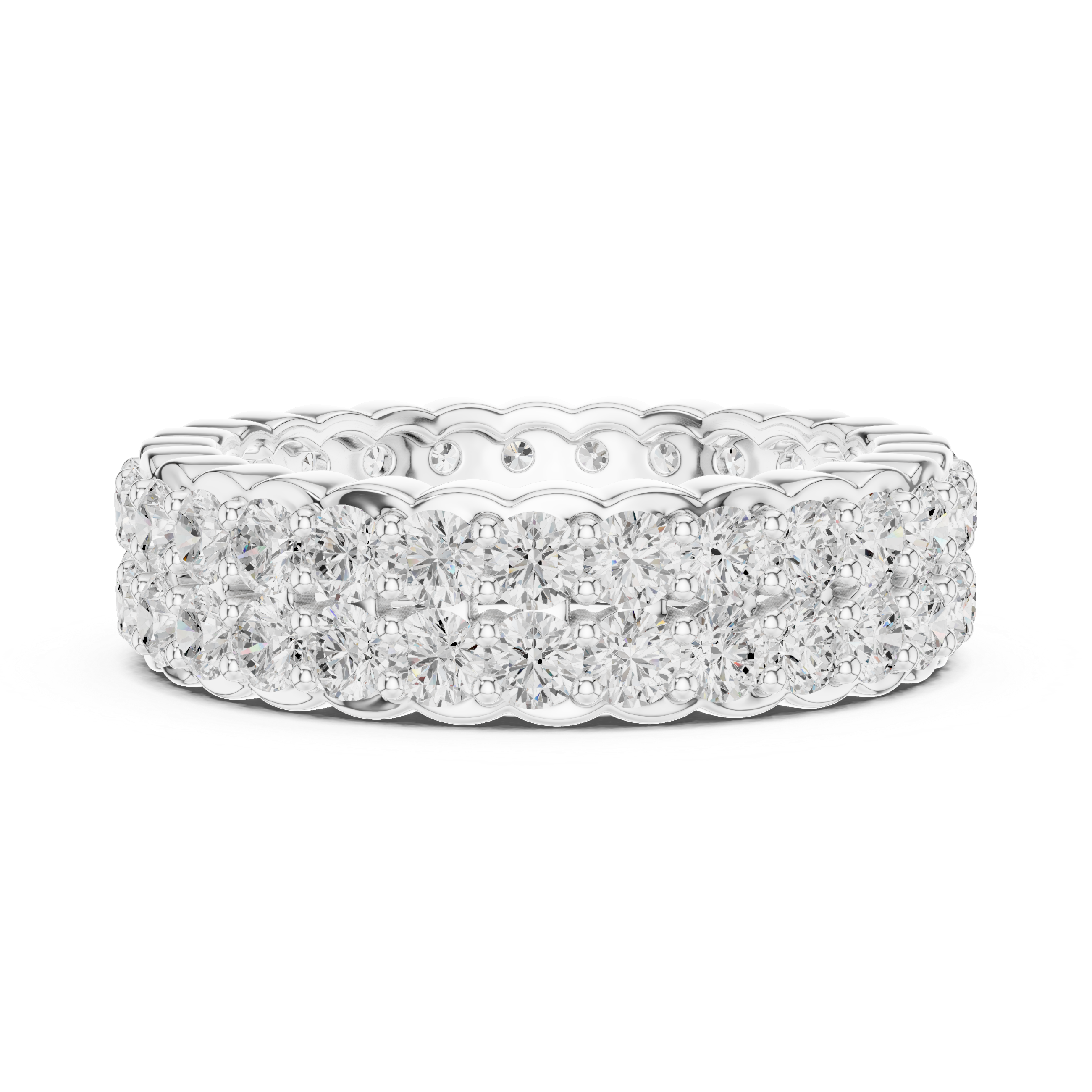 Triple Row Diamond Eternity Wedding Band