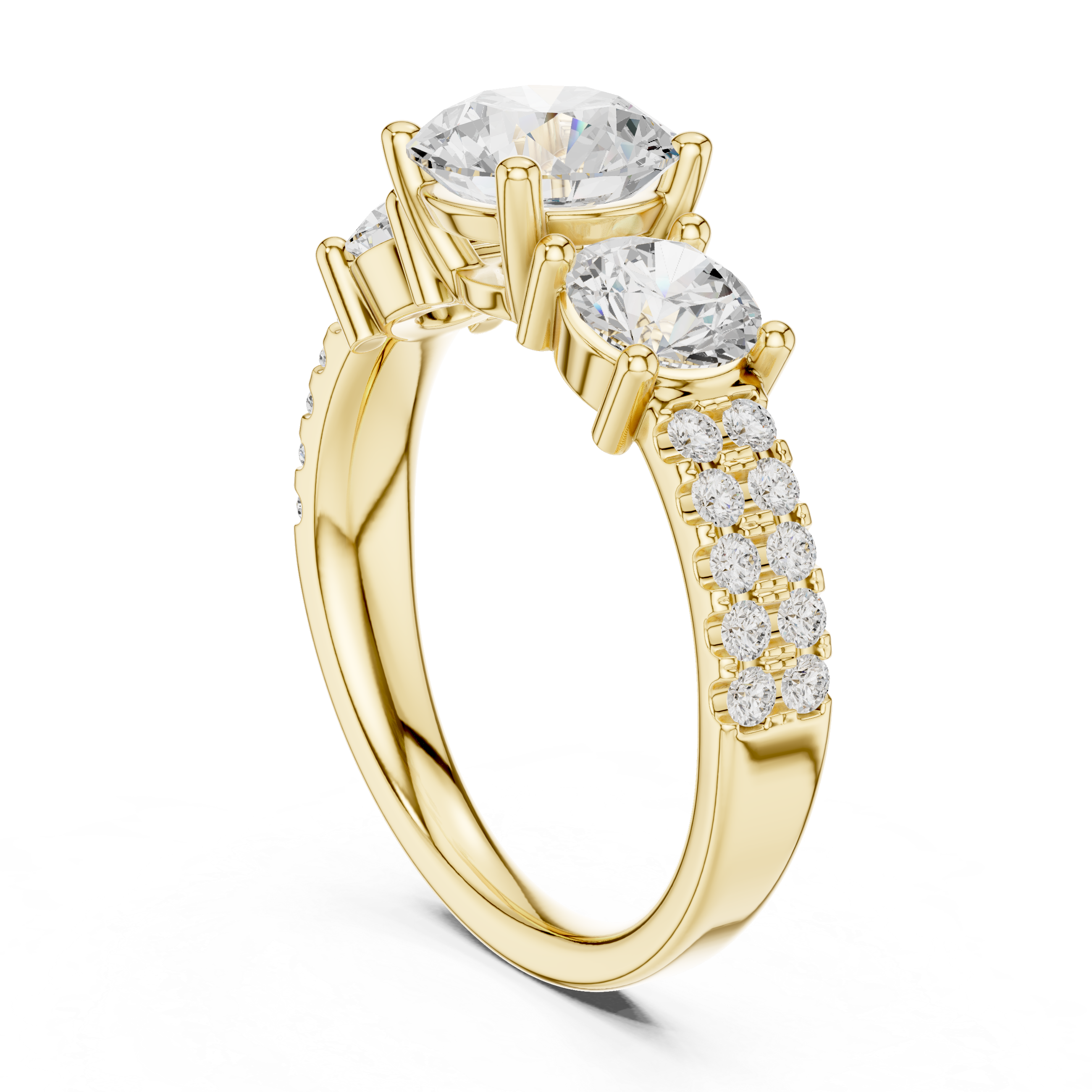 Round Three Stone Diamond Engagement Ring