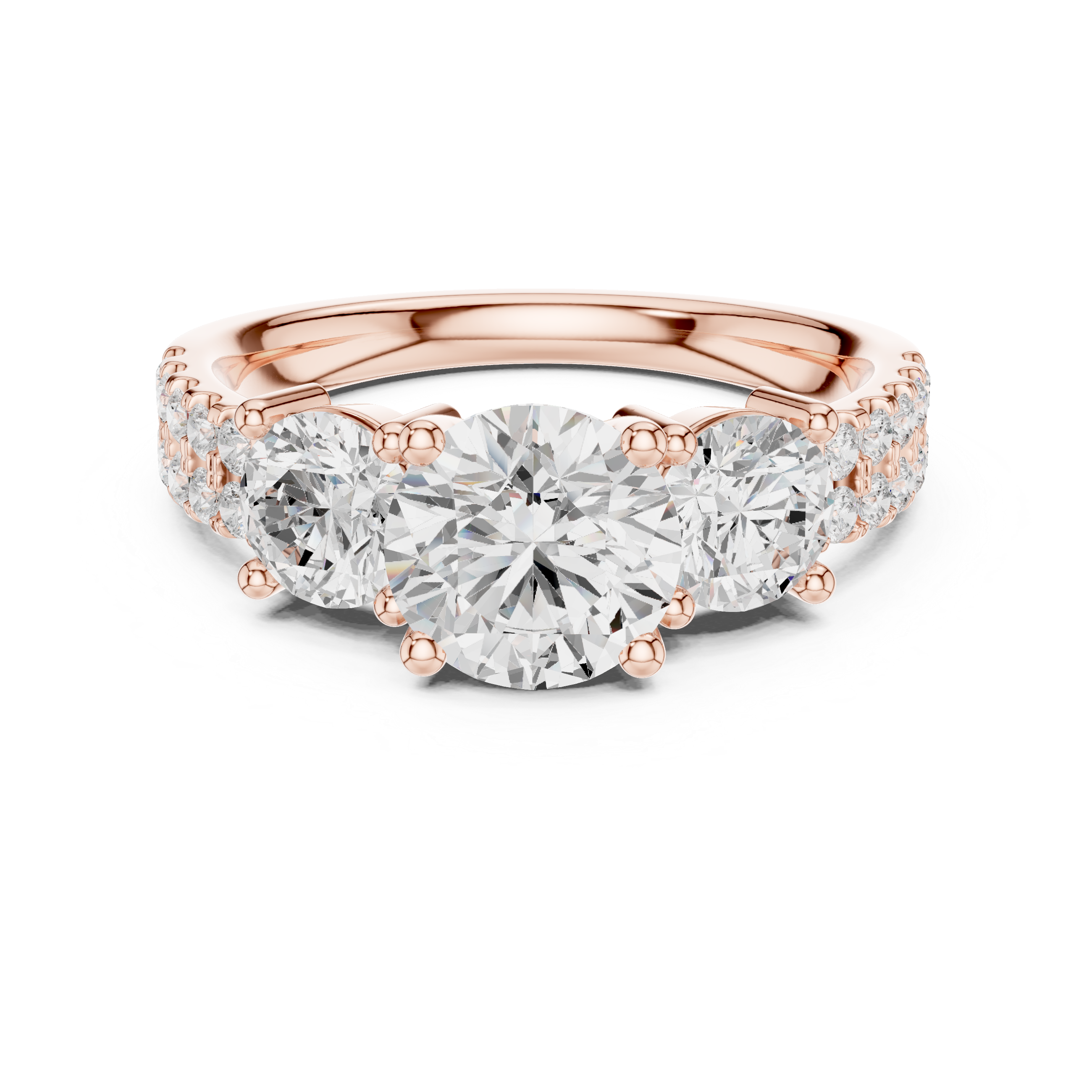 Round Three Stone Diamond Engagement Ring