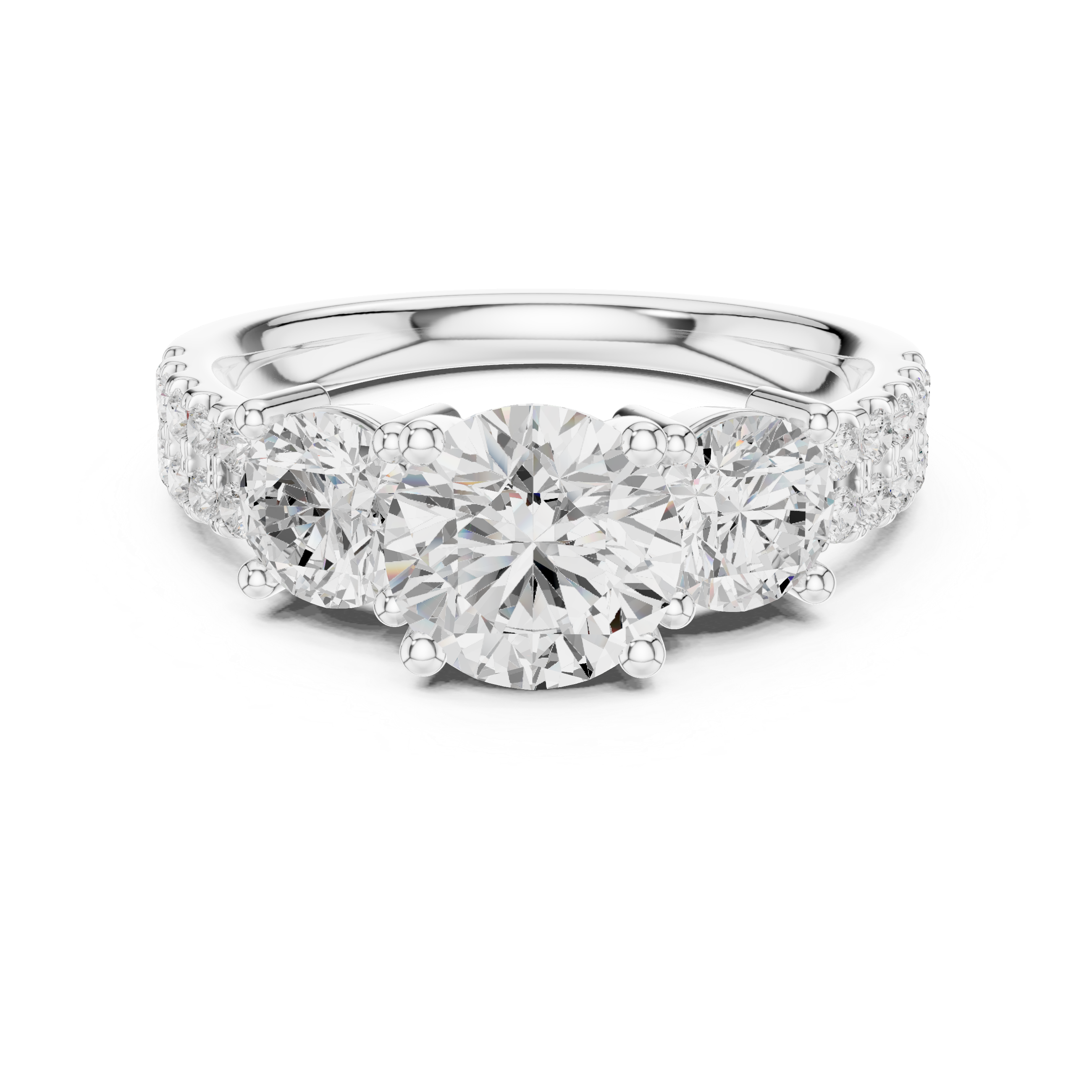 Round Three Stone Diamond Engagement Ring