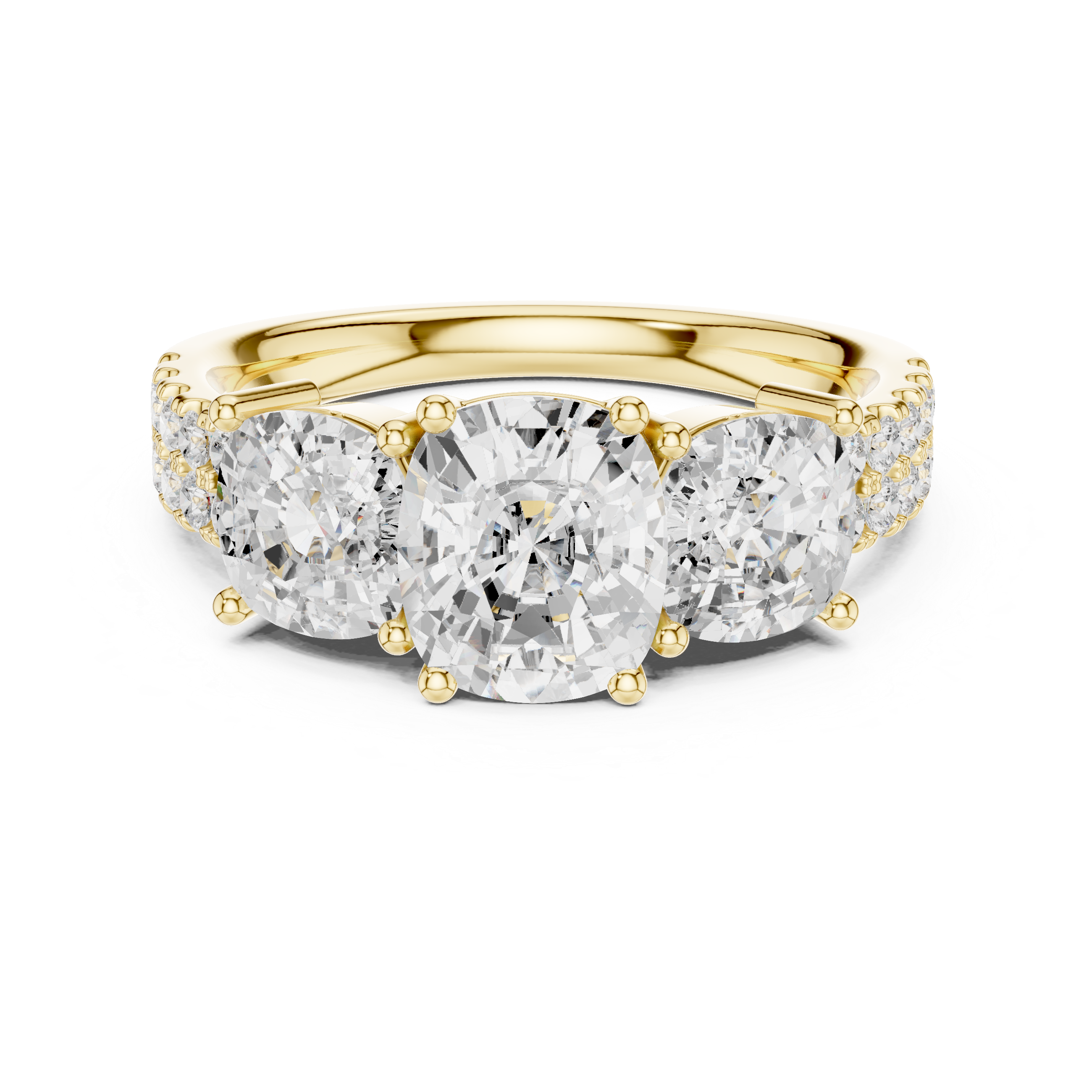 Cushion Three Stone Diamond Engagement Ring