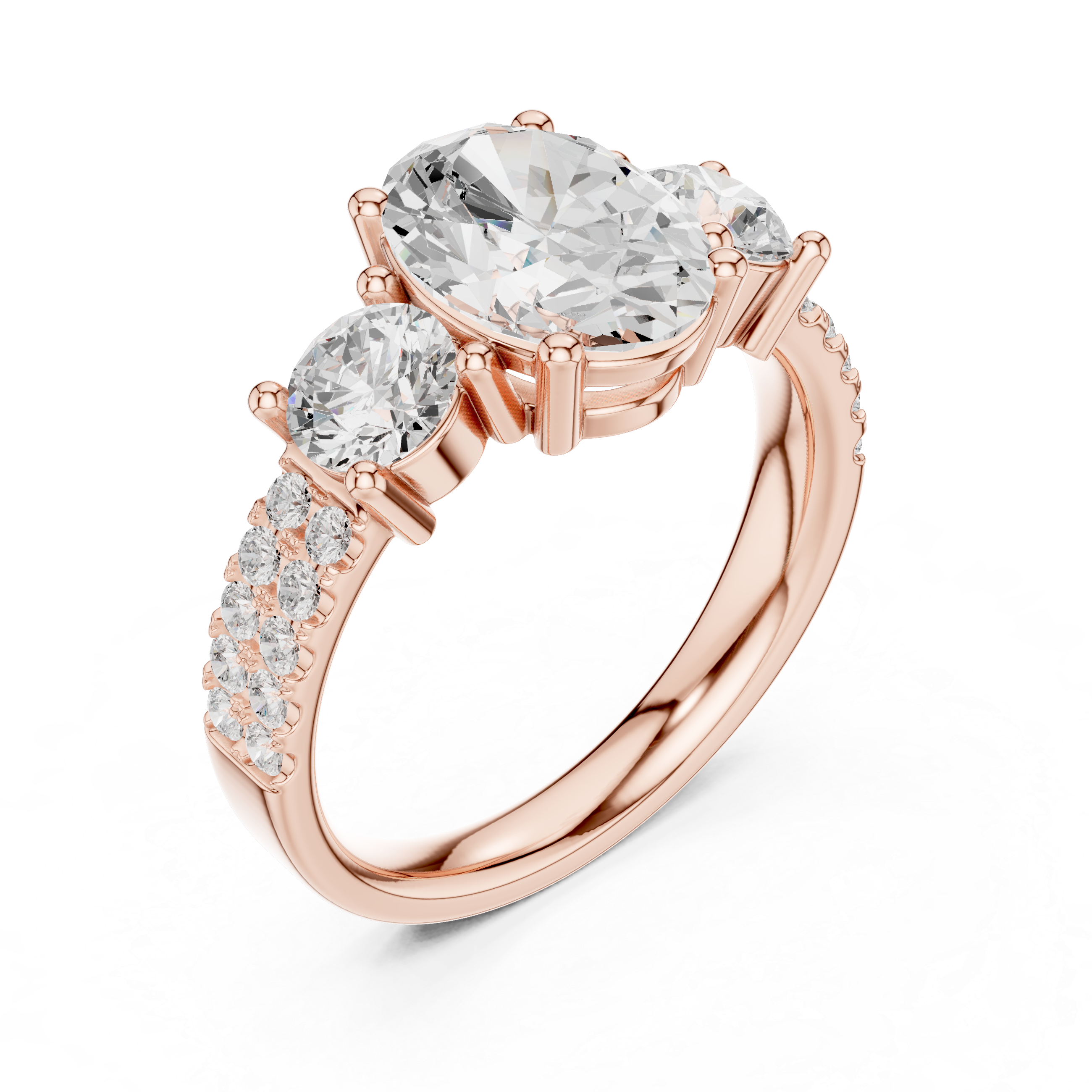 Oval Three Stone Diamond Engagement Ring