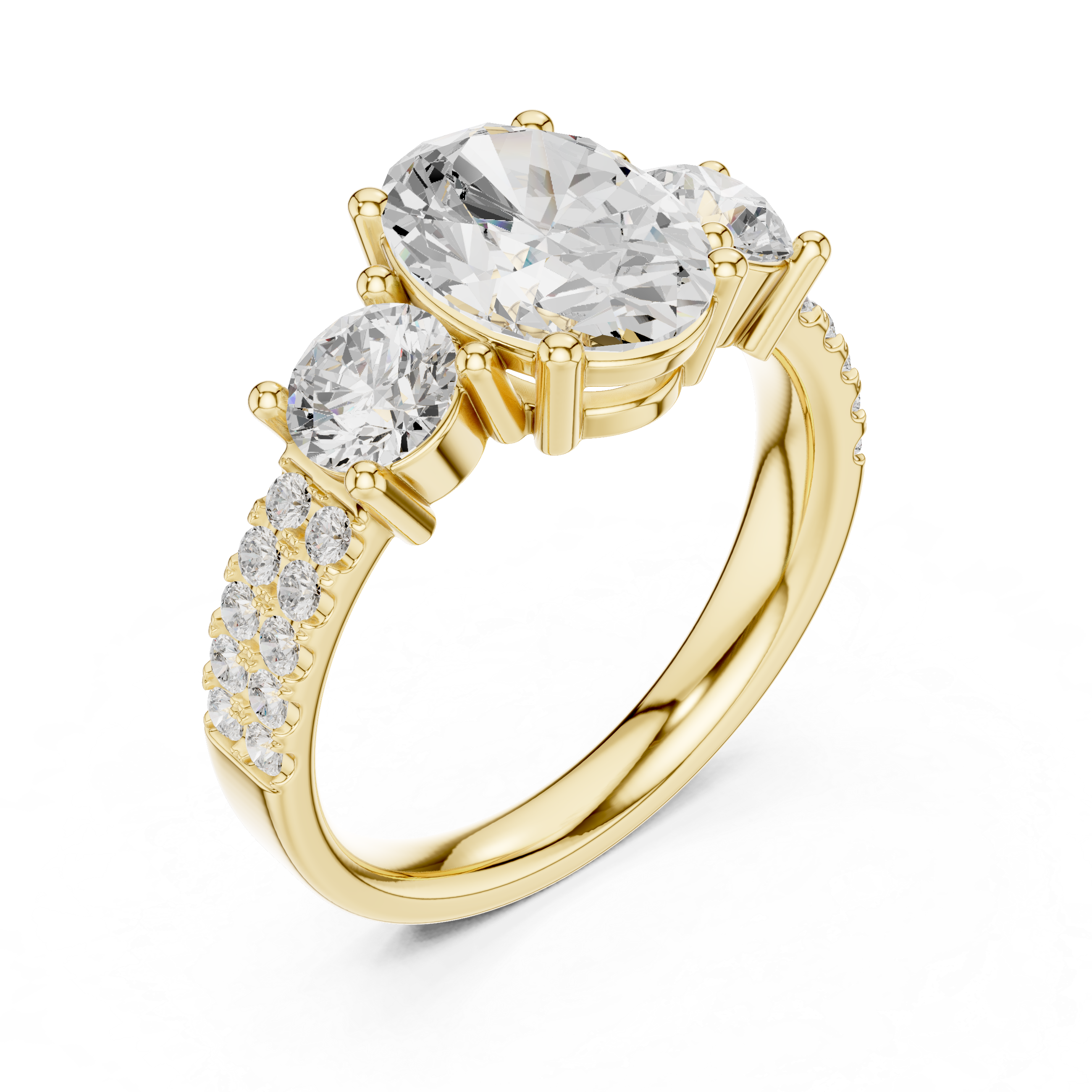 Oval Three Stone Diamond Engagement Ring