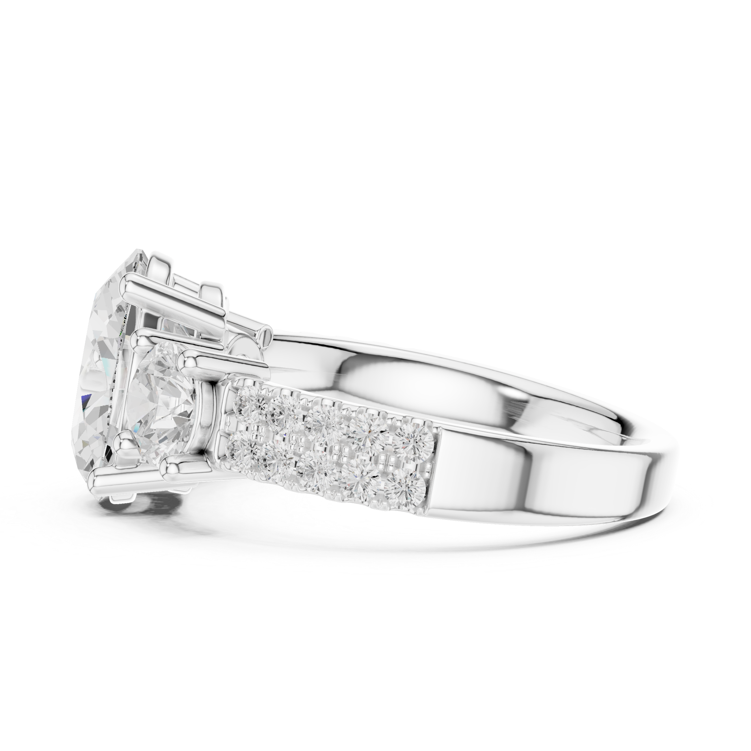 Oval Three Stone Diamond Engagement Ring