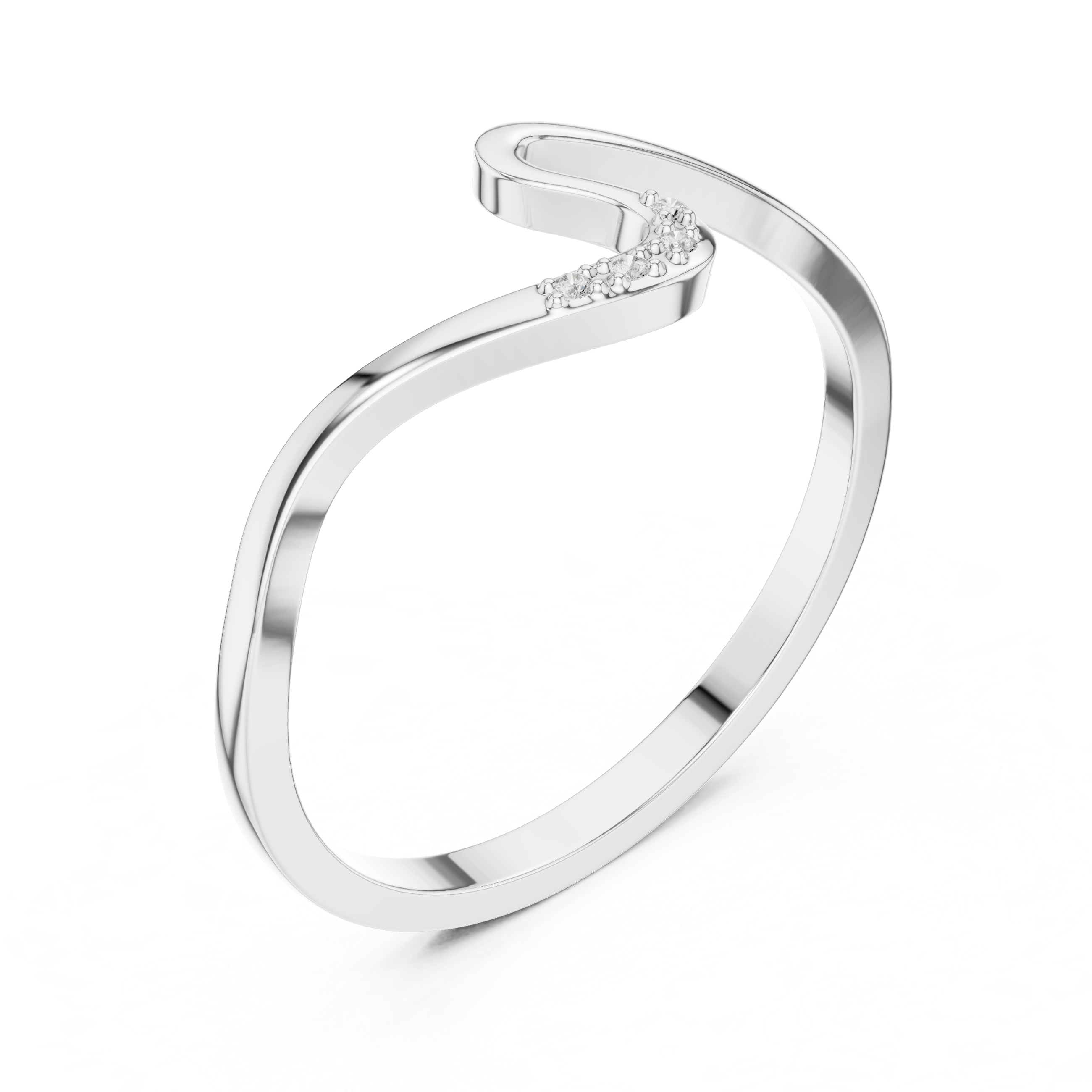 Minimalist Diamond Wave Ring