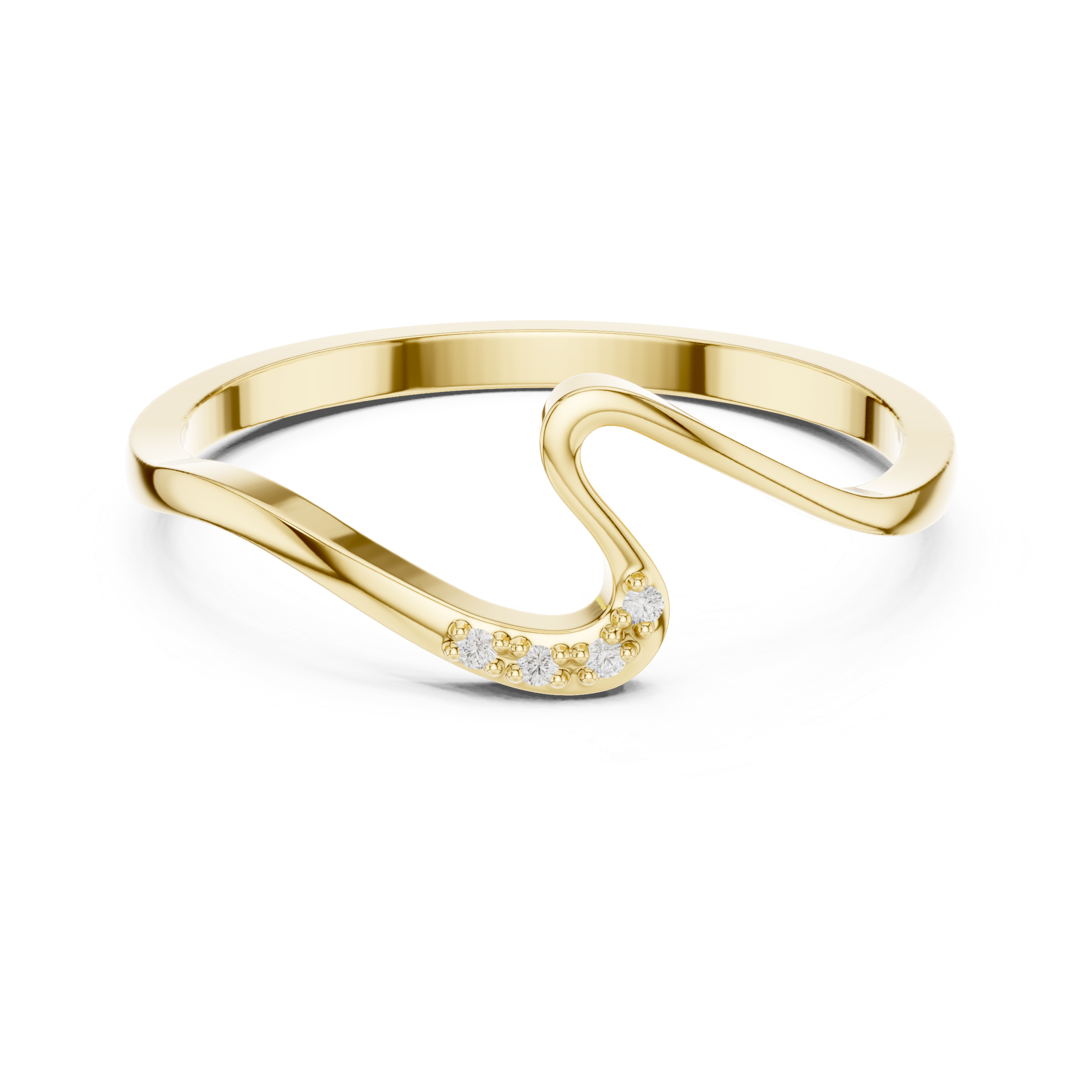 Minimalist Diamond Wave Ring