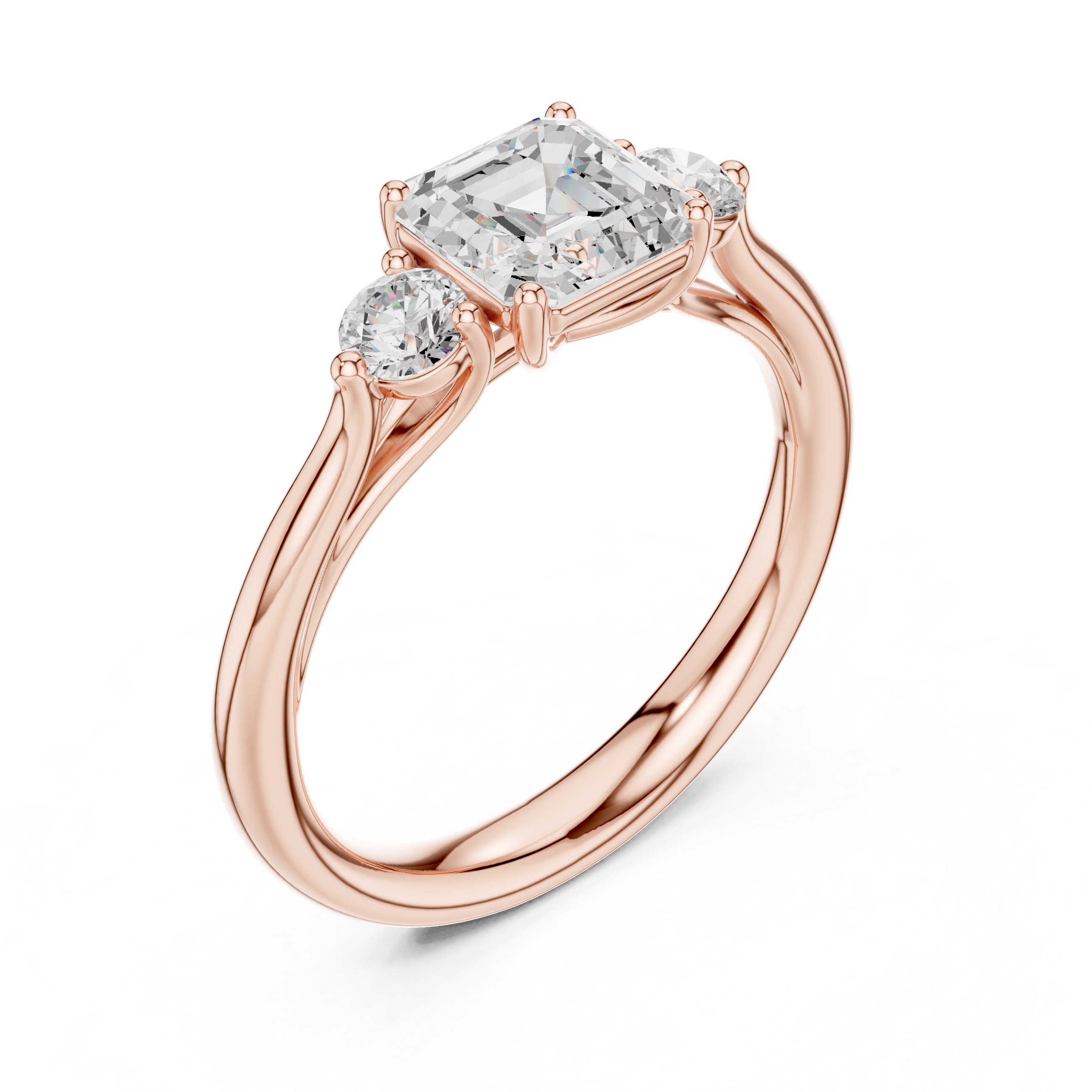 Asscher Three Stone Engagement Ring