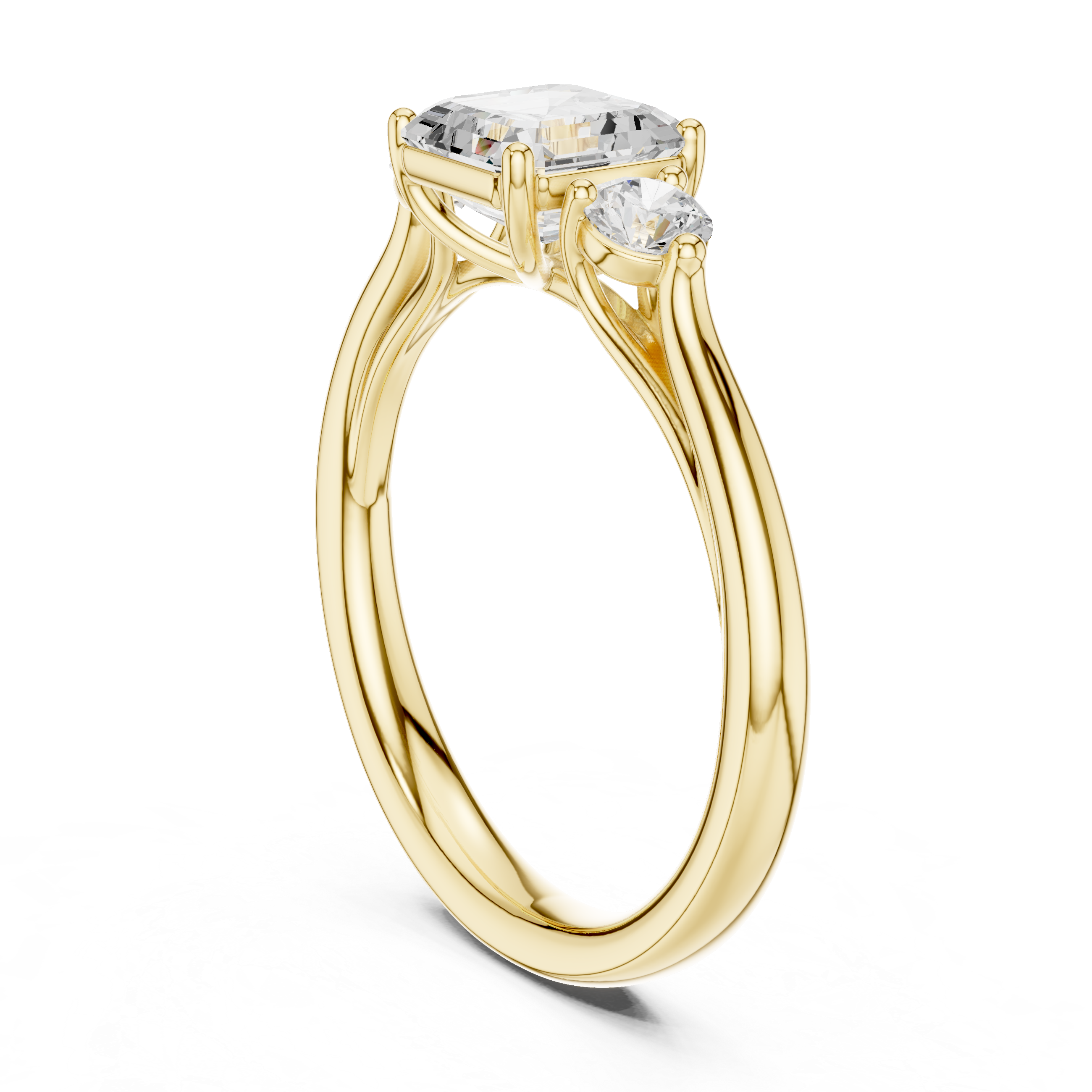 Asscher Three Stone Engagement Ring